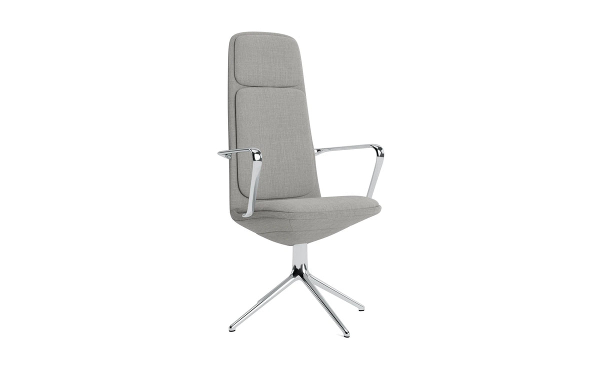 Off Armchair hoch mit Drehgestell 4B aluminium mit kissen Remix in Remix 133 präsentiert im Onlineshop von KAQTU Design AG. Bürostuhl ist von Normann Copenhagen