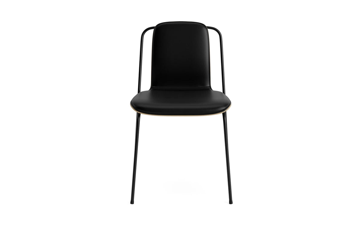 Studio Stuhl Frontpolster, Schwarz Stahl, Eiche/Ultra Leder in Ultra 41599 präsentiert im Onlineshop von KAQTU Design AG. Stuhl ist von Normann Copenhagen