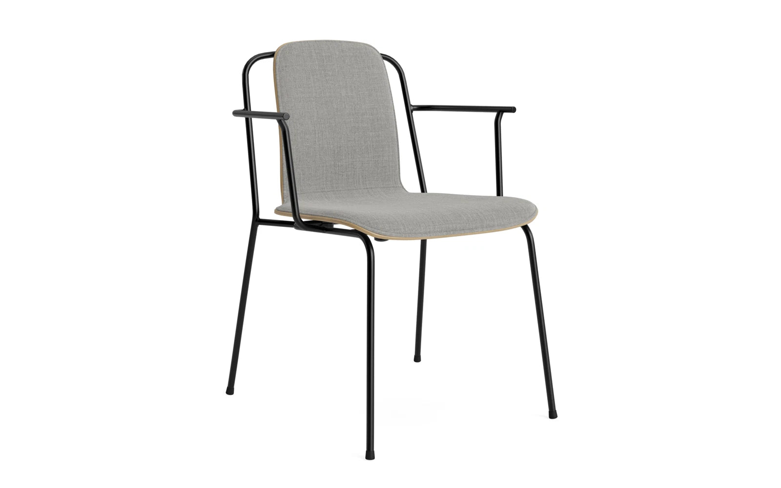 Studio Armlehnstuhl Frontpolster, Schwarz Stahl, Eiche/Remix in Remix 133 präsentiert im Onlineshop von KAQTU Design AG. Stuhl mit Armlehne ist von Normann Copenhagen