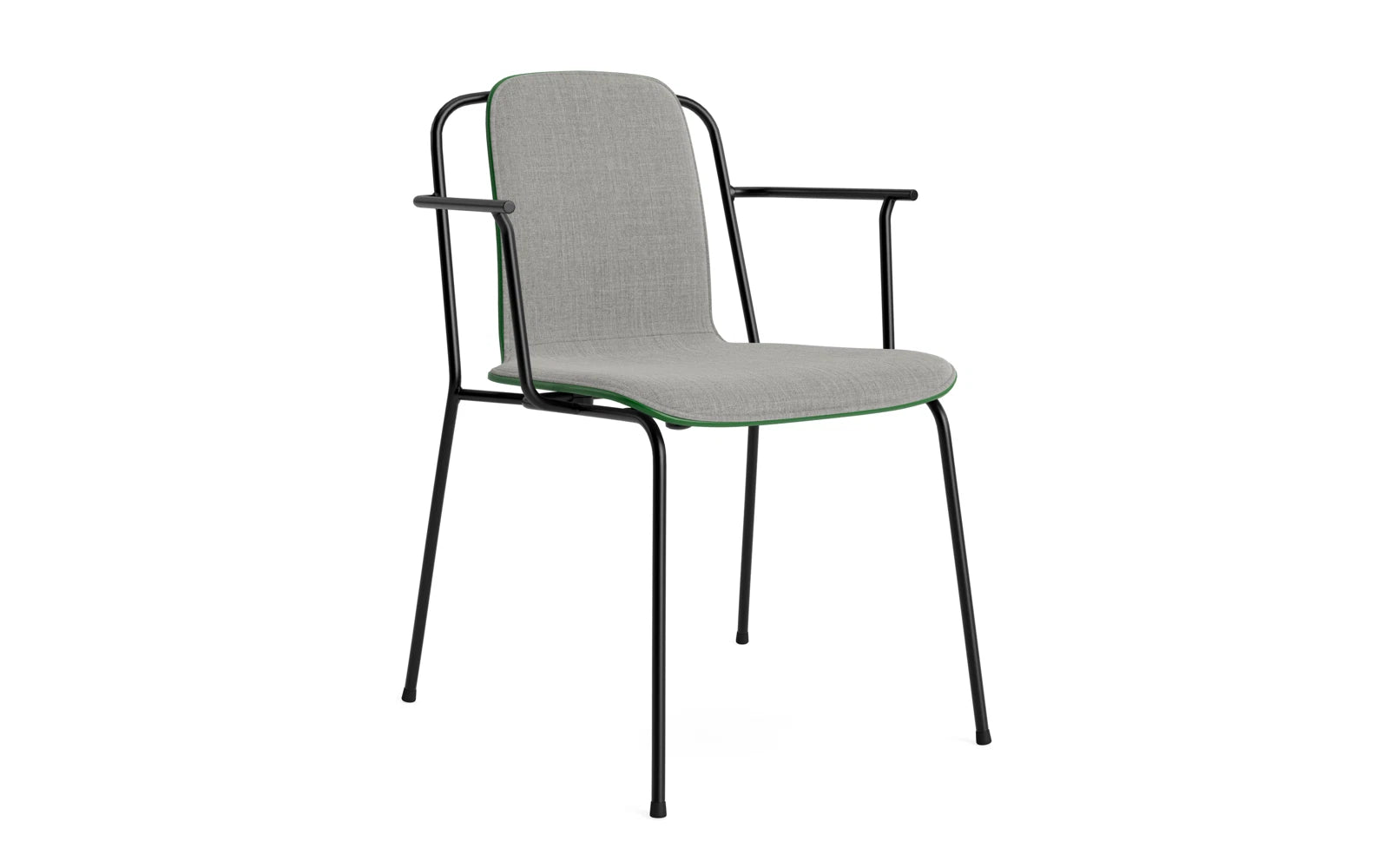 Studio Armlehnstuhl Frontpolster schwarzes Stahl & Grün Remix in Remix 133 präsentiert im Onlineshop von KAQTU Design AG. Stuhl mit Armlehne ist von Normann Copenhagen