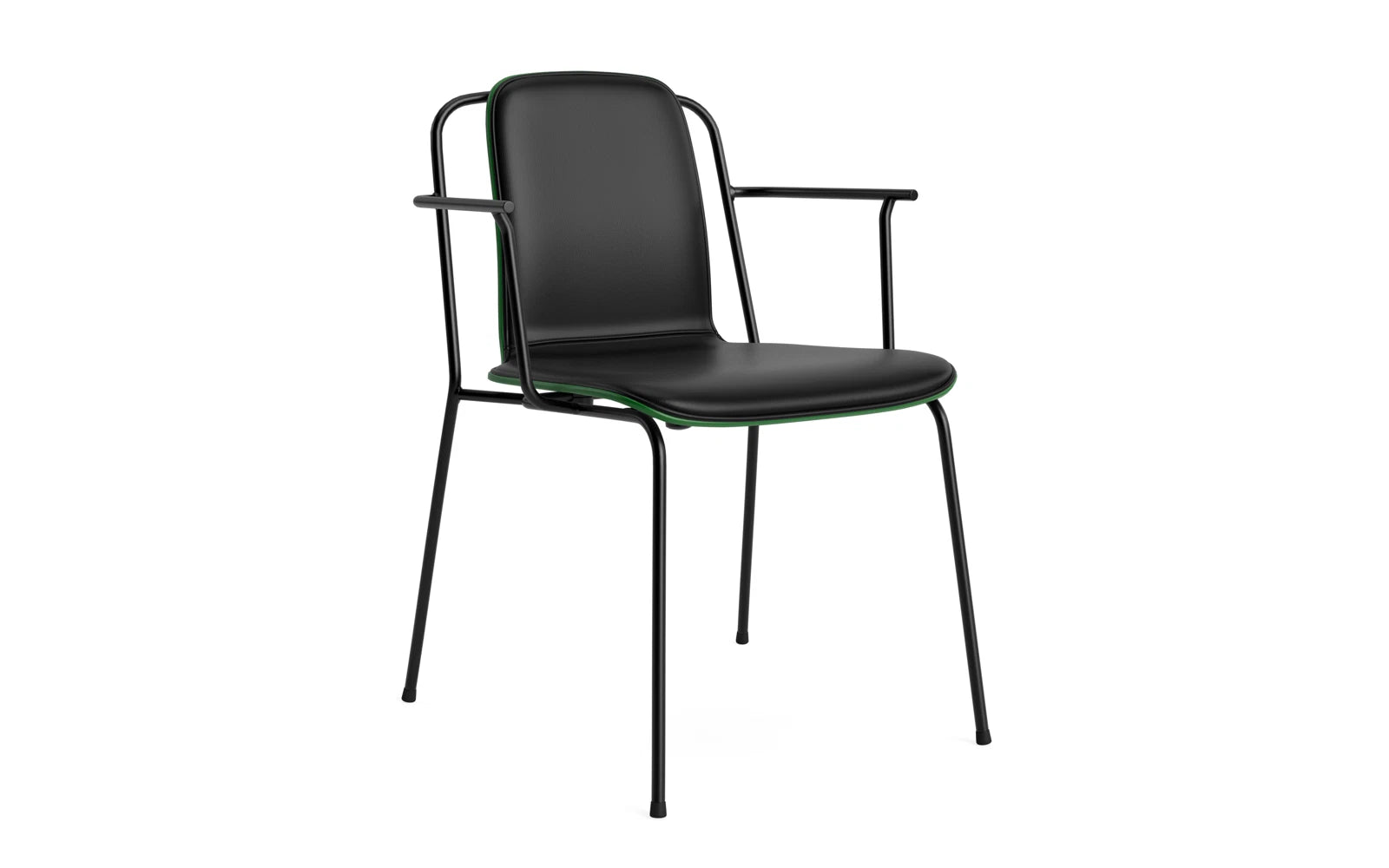 Studio Armlehnstuhl Frontpolster schwarzes Stahl & Grün Ultra in Ultra 41599 präsentiert im Onlineshop von KAQTU Design AG. Stuhl mit Armlehne ist von Normann Copenhagen
