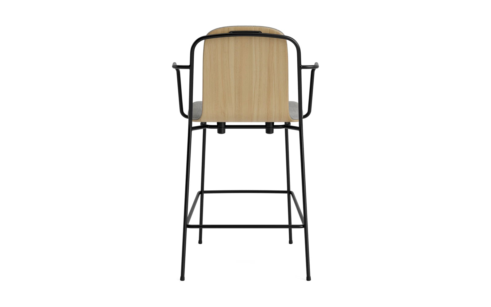Studio Barstuhl mit Armlehne 65 cm frontpolster schwarzes Stahl/ Eiche/ Remix in Remix 133 präsentiert im Onlineshop von KAQTU Design AG. Barstuhl ist von Normann Copenhagen