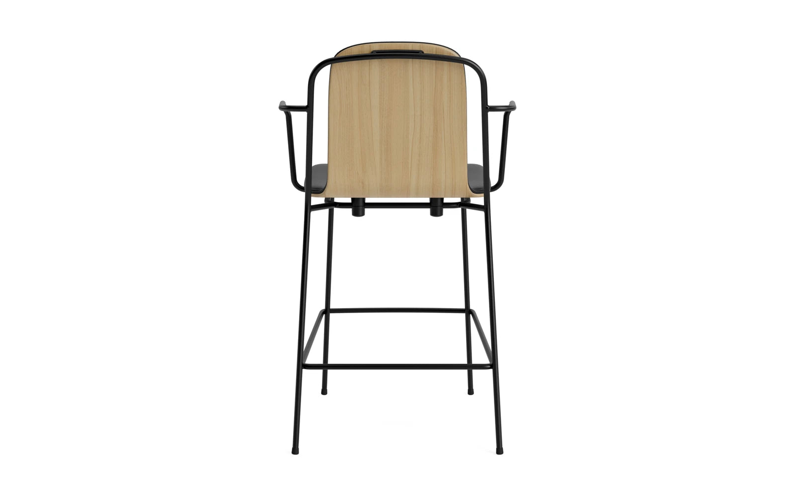 Studio Barstuhl mit Armlehne 65 cm frontpolster schwarzes Stahl/ Eiche/ Ultra in Ultra 41599 präsentiert im Onlineshop von KAQTU Design AG. Barstuhl ist von Normann Copenhagen