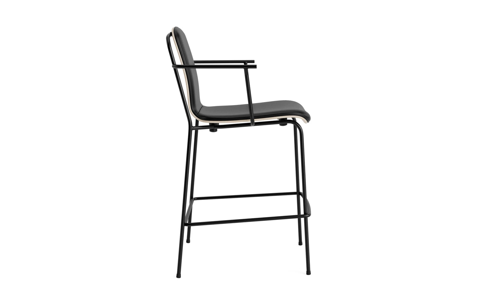 Studio Barstuhl mit Armlehne 65 cm frontpolster schwarzes Stahl/ Hellgrau/ Ultra in Ultra 41599 präsentiert im Onlineshop von KAQTU Design AG. Barstuhl ist von Normann Copenhagen