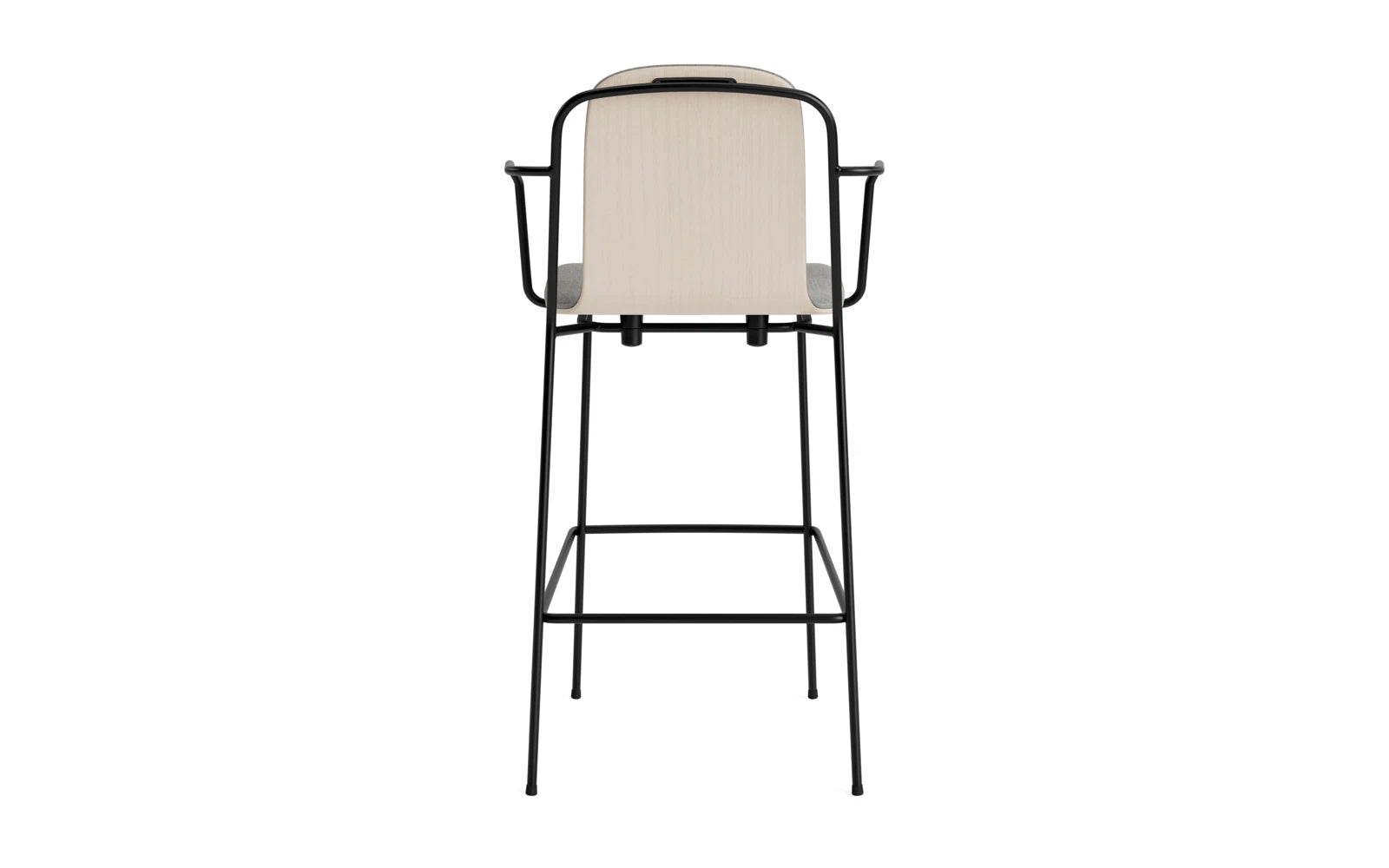 Studio Barstuhl mit Armlehne 75 cm frontpolster schwarzes Stahl/ Hellgrau/ Remix in Remix 133 präsentiert im Onlineshop von KAQTU Design AG. Barstuhl ist von Normann Copenhagen