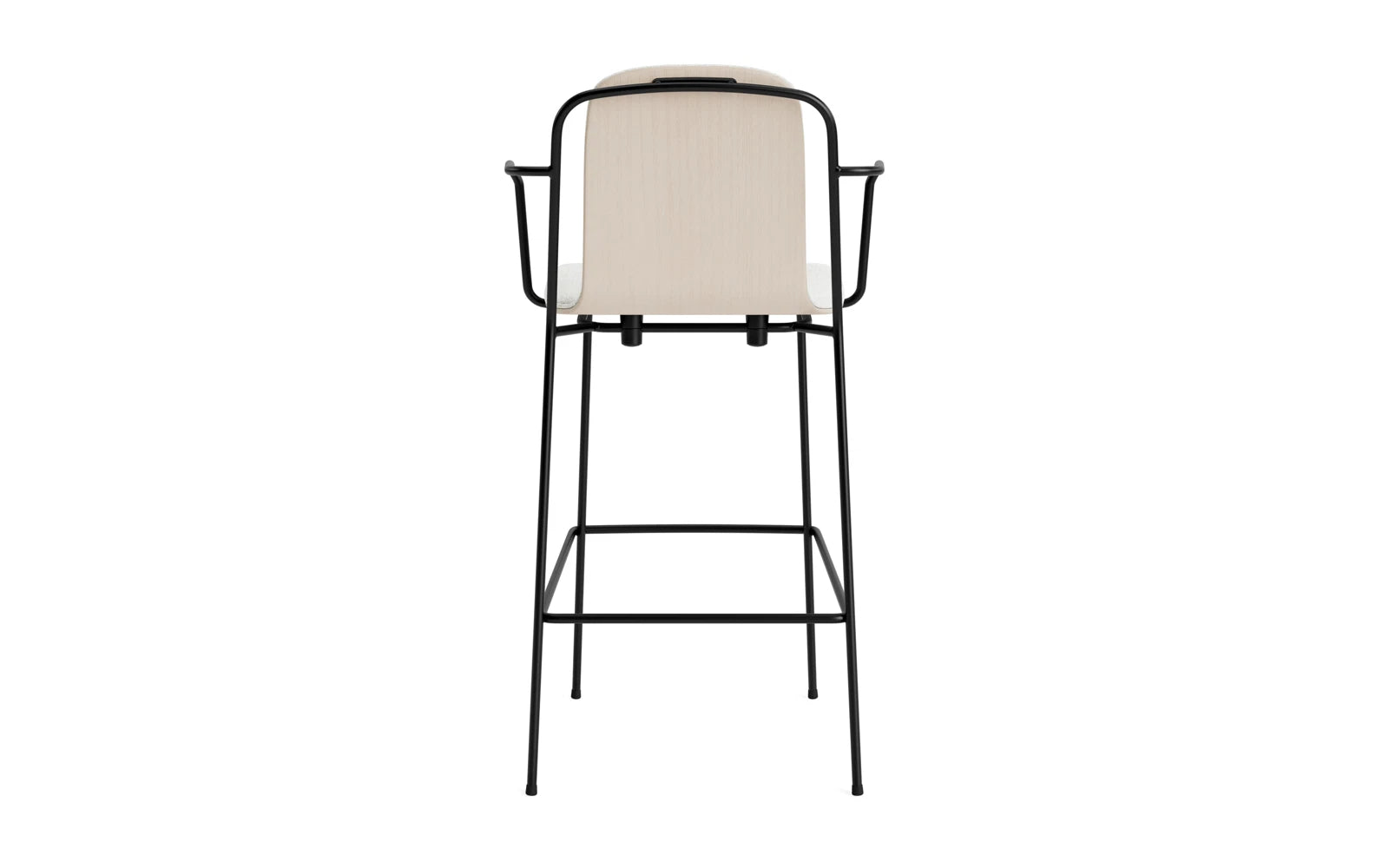 Studio Barstuhl mit Armlehne 75 cm frontpolster schwarzes Stahl/ Hellgrau/ Hallingdal in Hallingdal 110 präsentiert im Onlineshop von KAQTU Design AG. Barstuhl ist von Normann Copenhagen