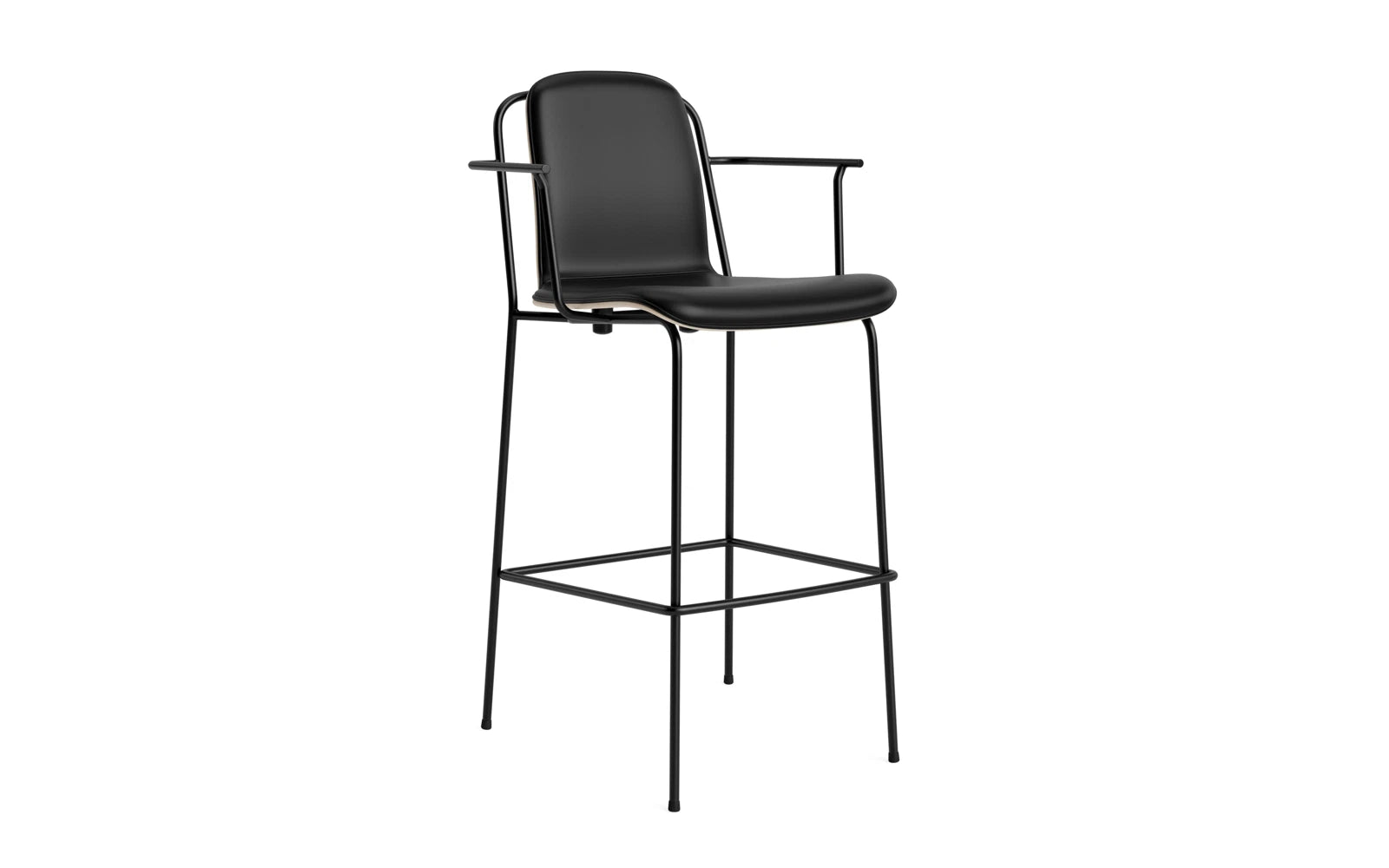 Studio Barstuhl mit Armlehne 75 cm frontpolster schwarzes Stahl/ Hellgrau/ Ultra in Ultra 41599 präsentiert im Onlineshop von KAQTU Design AG. Barstuhl ist von Normann Copenhagen