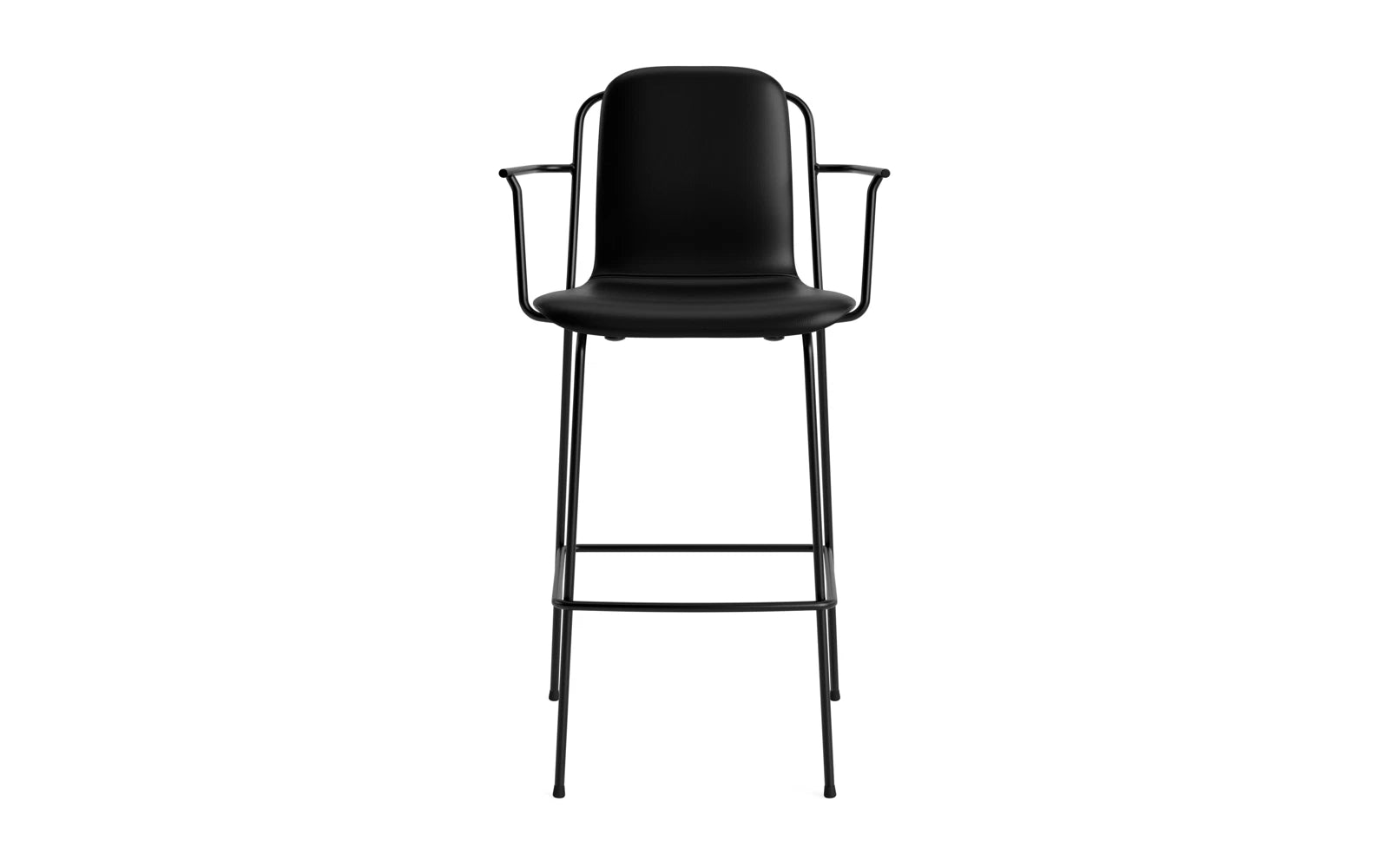 Studio Barstuhl mit Armlehne 75 cm gepolstert schwarzes Stahl/ Ultra Leder in Ultra 41599 präsentiert im Onlineshop von KAQTU Design AG. Barstuhl ist von Normann Copenhagen