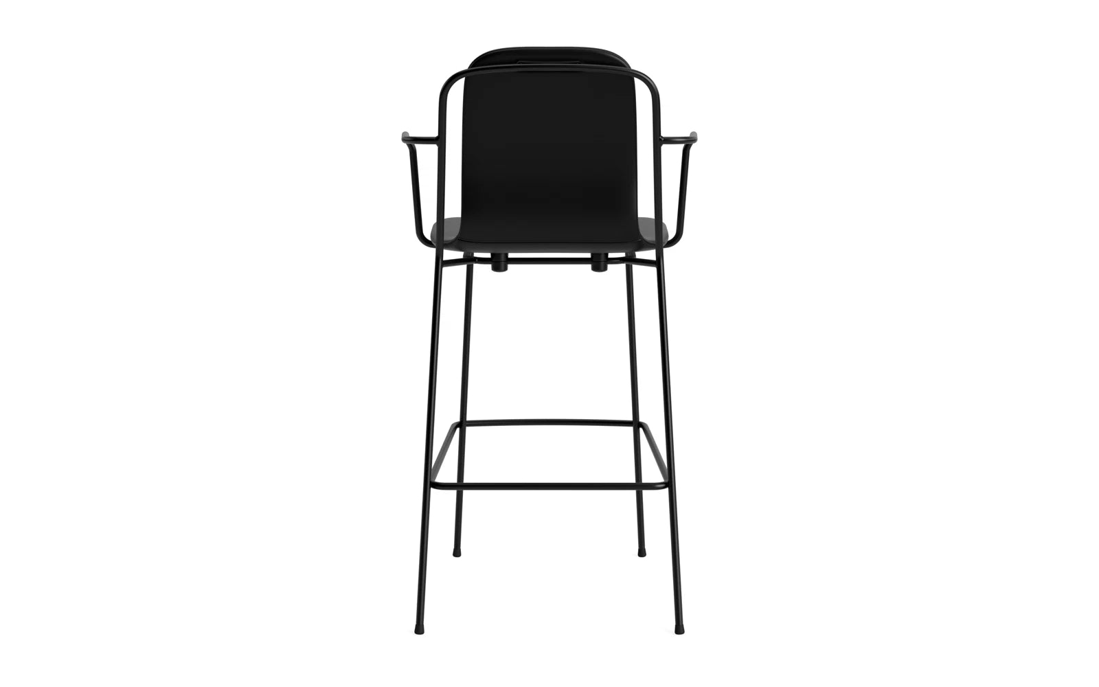 Studio Barstuhl mit Armlehne 75 cm gepolstert schwarzes Stahl/ Ultra Leder in Ultra 41599 präsentiert im Onlineshop von KAQTU Design AG. Barstuhl ist von Normann Copenhagen
