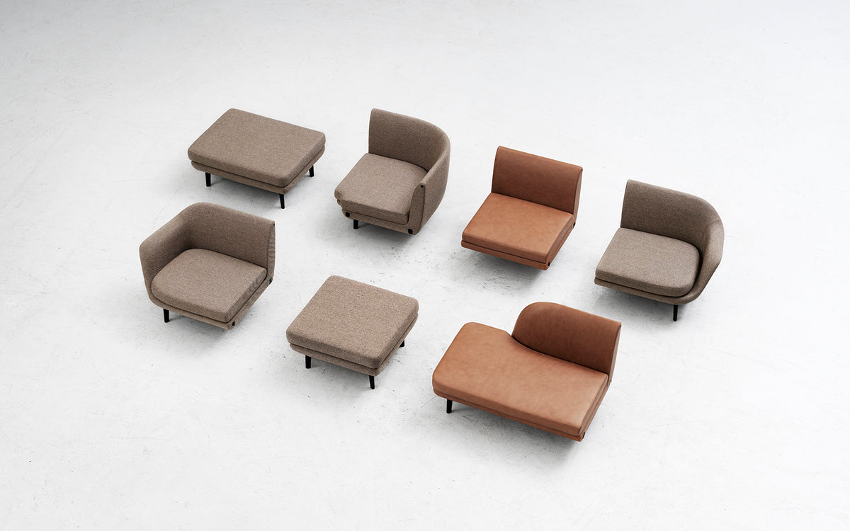 Sum modulares Sofa 340 offen, rechte Seite, schwarzes Aluminium, Ultra Leder in  präsentiert im Onlineshop von KAQTU Design AG. Modulares Sofa ist von Normann Copenhagen