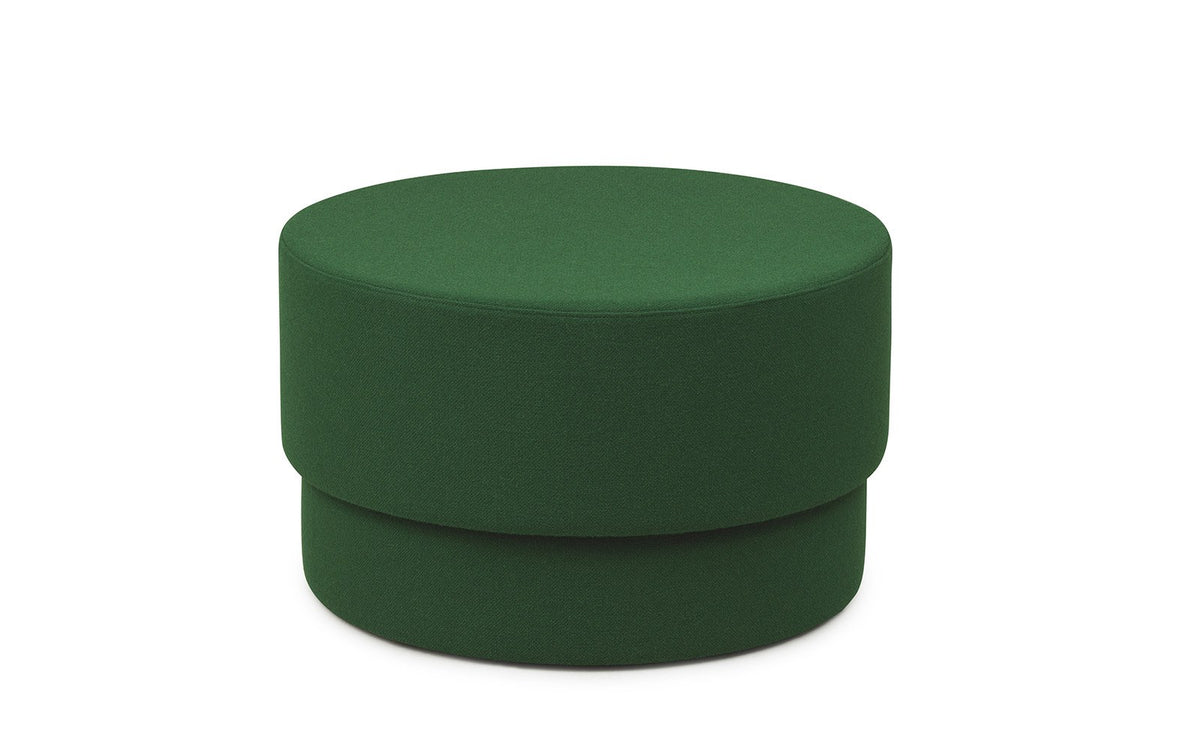 Zylindrischer Pouf Silo von Normann Copenhagen in Stoff Hallingdal 944, Sperrholzsockel, Höhe 43 cm, Durchmesser 70 cm.