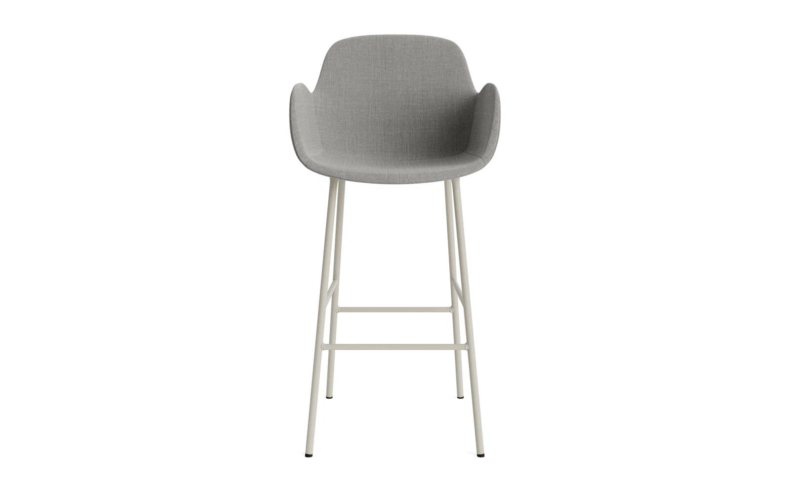 Form Barstuhl mit Armlehne 75 cm gepolstert Hellgrau Stahl/Remix in Remix 133 präsentiert im Onlineshop von KAQTU Design AG. Barstuhl ist von Normann Copenhagen