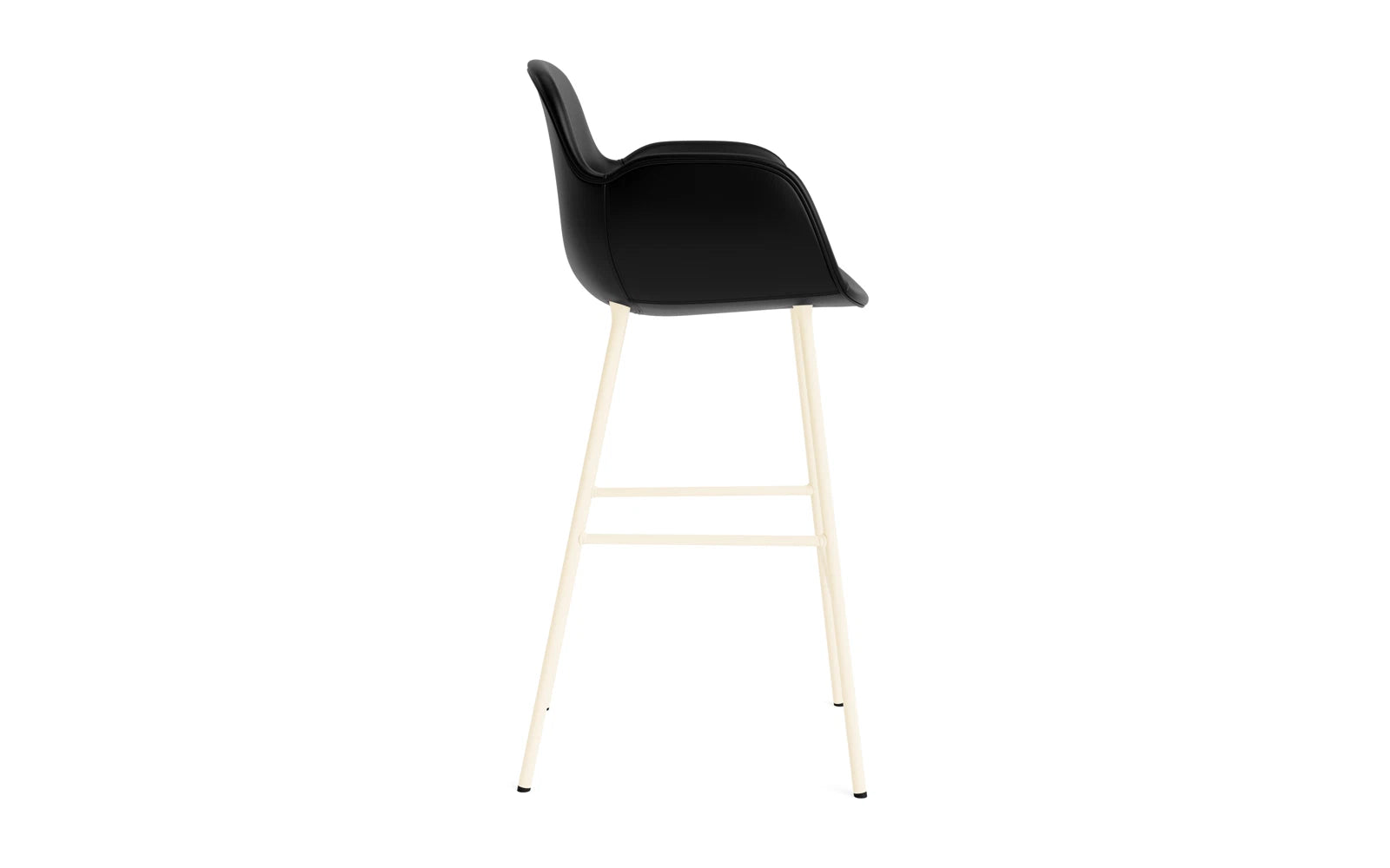 Form Barstuhl mit Armlehne 75 cm gepolstert Creme Stahl/Ultra leder in Ultra 41599 präsentiert im Onlineshop von KAQTU Design AG. Barstuhl ist von Normann Copenhagen