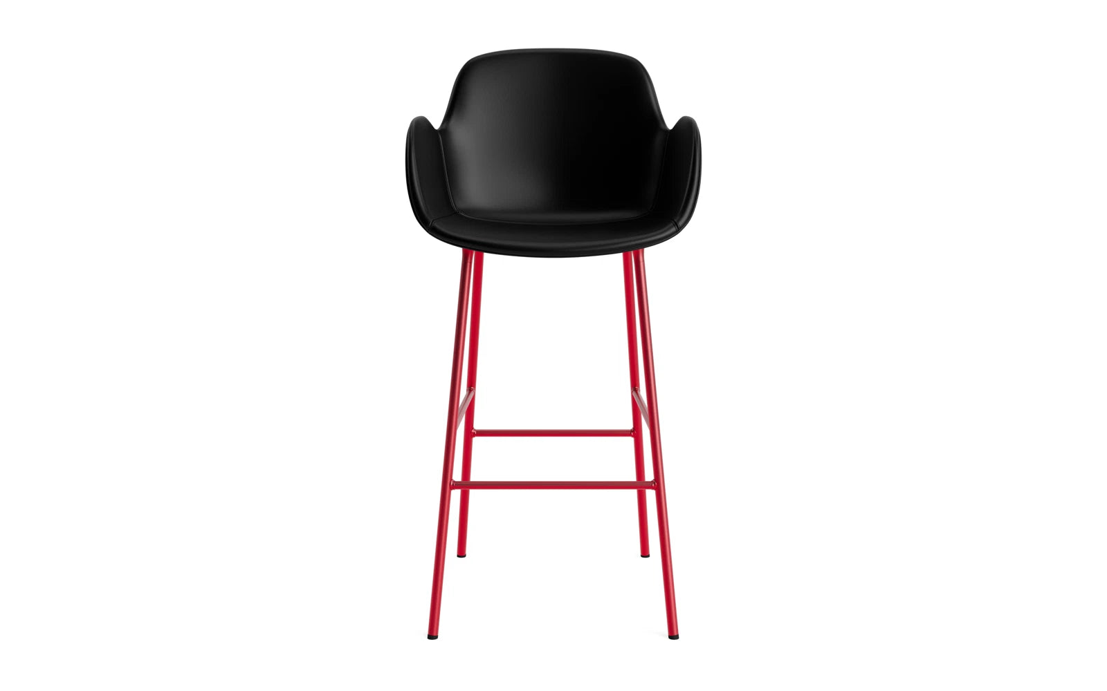 Form Barstuhl mit Armlehne 75 cm gepolstert Leuchtendes rot Stahl/Ultra leder in Ultra 41599 präsentiert im Onlineshop von KAQTU Design AG. Barstuhl ist von Normann Copenhagen