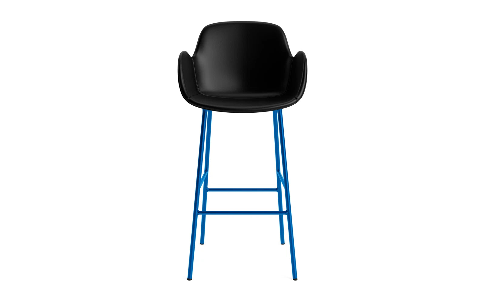 Form Barstuhl mit Armlehne 75 cm gepolstert Leuchtendes blau Stahl/Ultra leder in Ultra 41599 präsentiert im Onlineshop von KAQTU Design AG. Barstuhl ist von Normann Copenhagen
