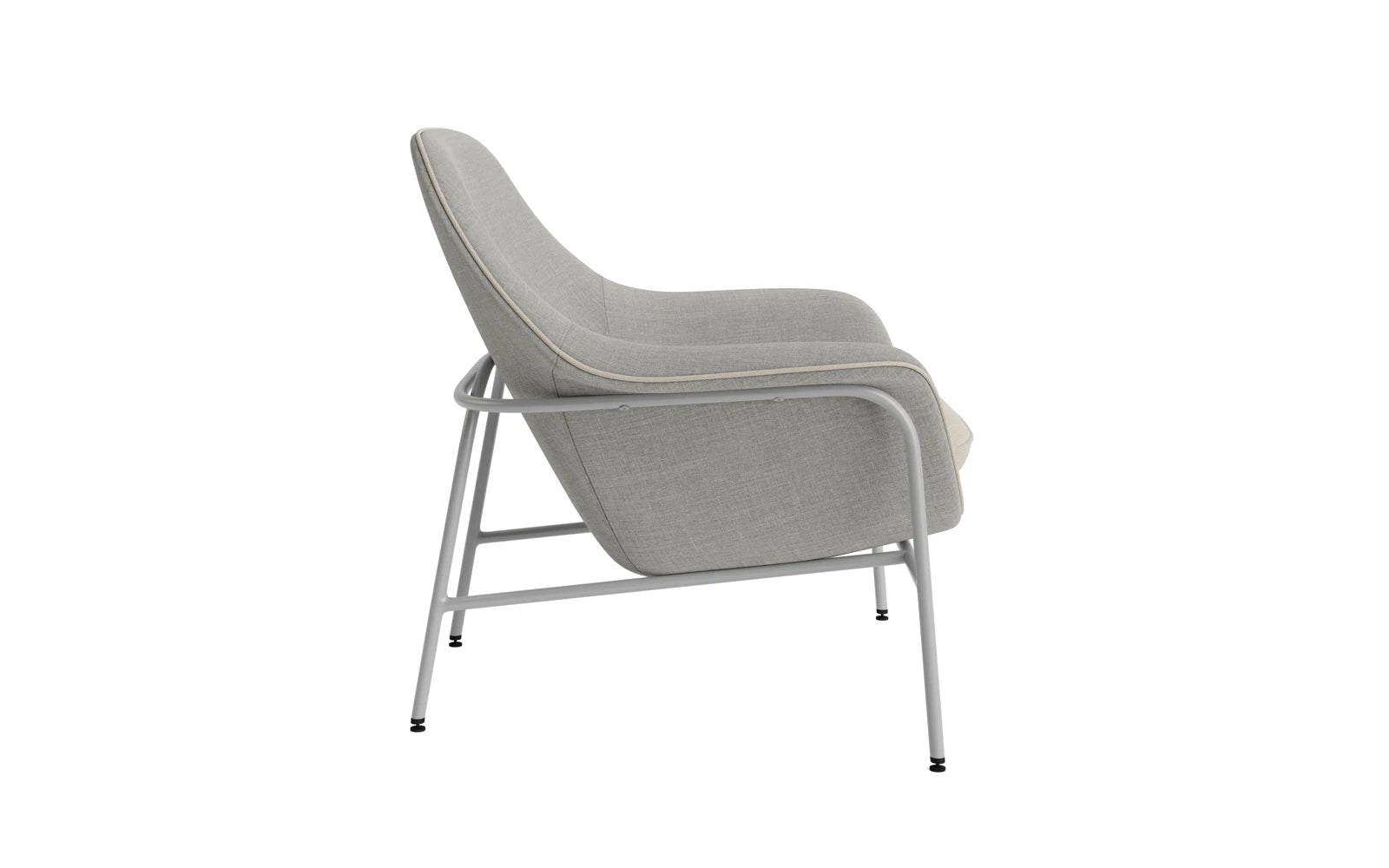Eleganter Drape Lounge Sessel: Sanfte Kurven, präzise Polsterung, vielfältige Bezüge, moderne Stahl- oder Eichenbeine.