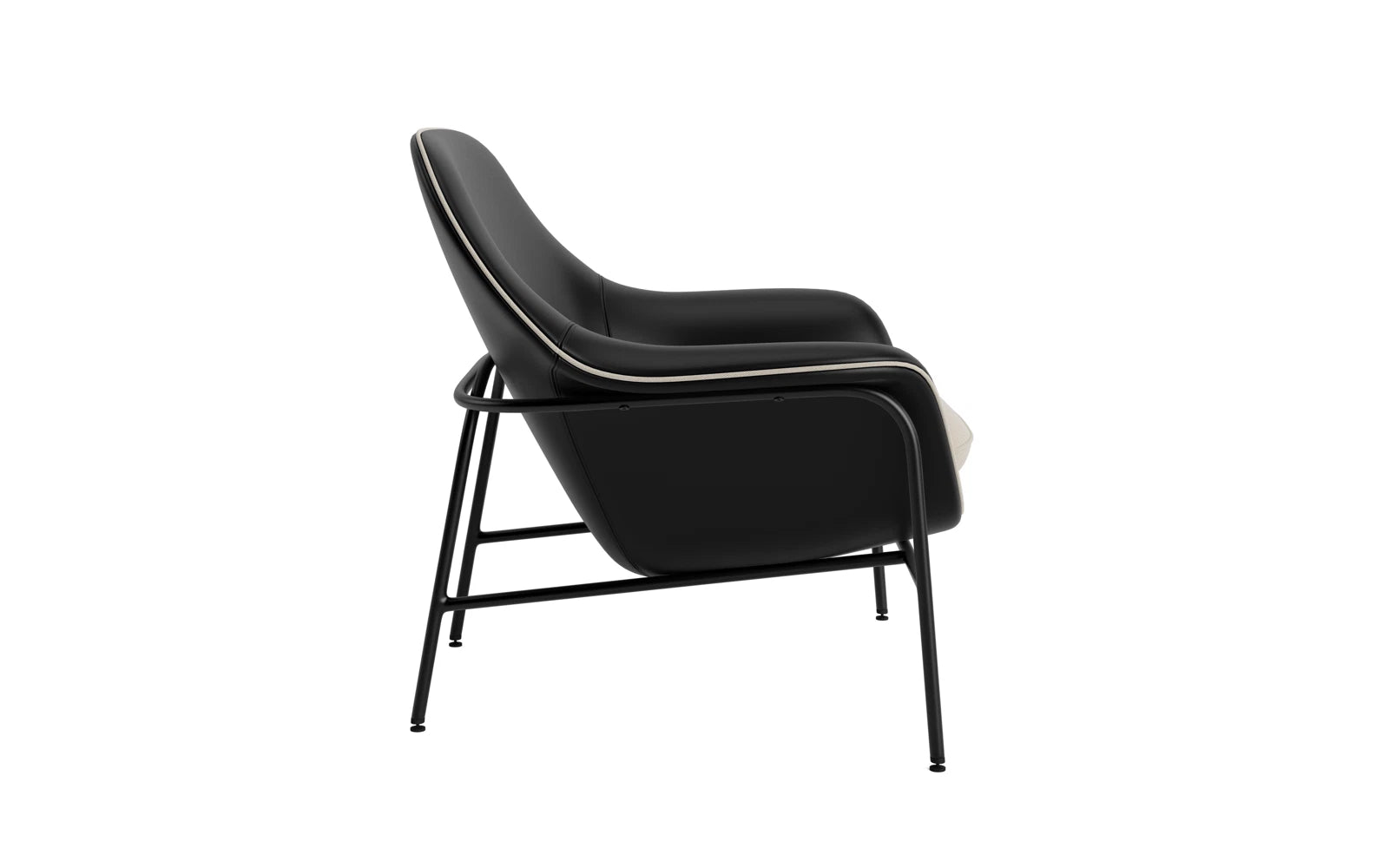 Eleganter Drape Lounge Sessel: Sanfte Kurven, organische Kontur, vielfältige Bezüge, Stahl- oder Eichenbeine, individuell anpassbar.