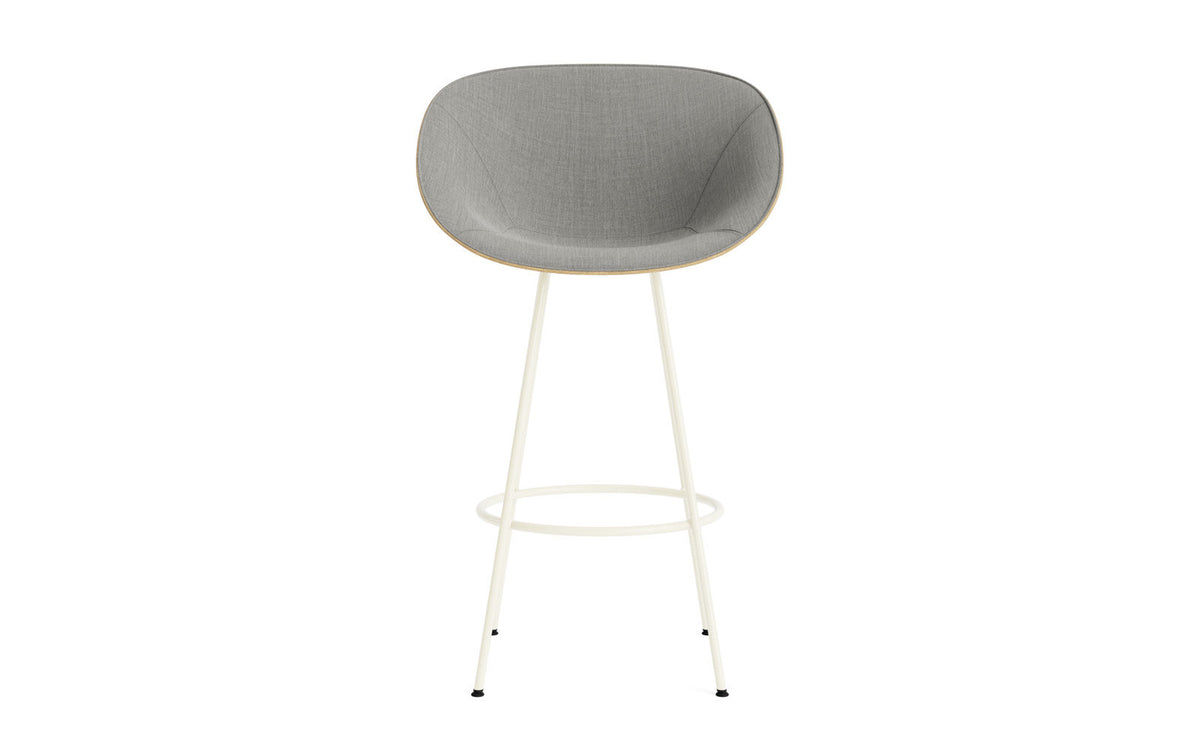 Mat Barstuhl mit Armlehne 75 cm Frontpolster Hanffasern creme Stahl in Remix 133 präsentiert im Onlineshop von KAQTU Design AG. Barstuhl ist von Normann Copenhagen