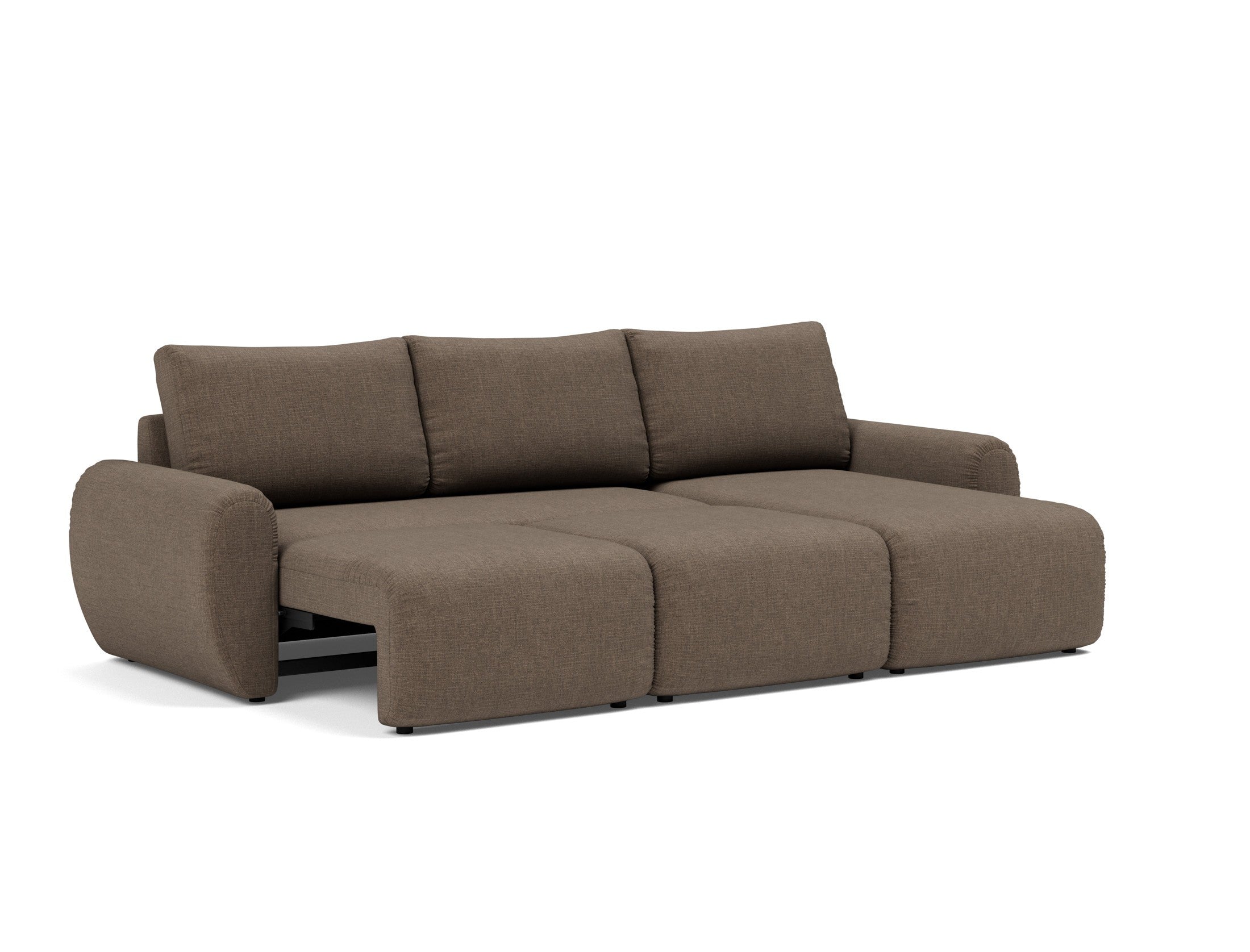 Norum Schlafsofa mit Chaiselongue und Curve-Armlehnen in 411 Esina Cedar Brown präsentiert im Onlineshop von KAQTU Design AG. Bettsofa rechts ist von Innovation Living
