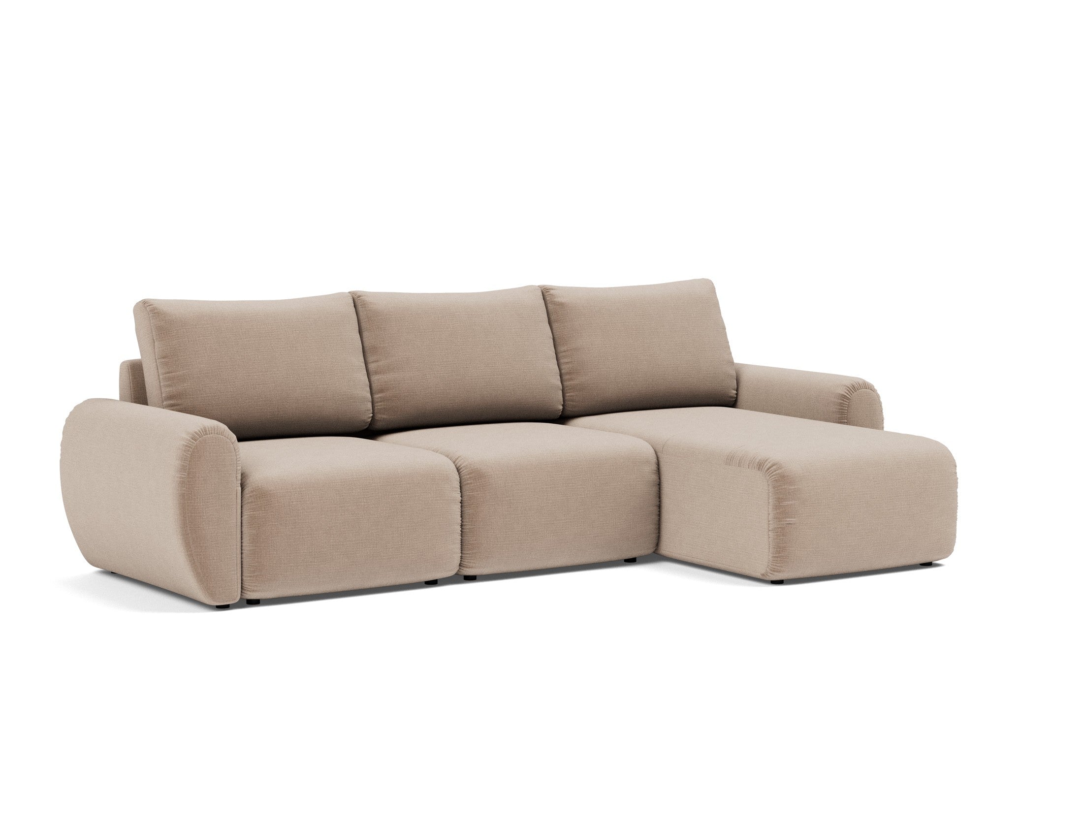 Norum Schlafsofa mit Chaiselongue und Curve-Armlehnen in 417 Esina Mocha präsentiert im Onlineshop von KAQTU Design AG. Bettsofa rechts ist von Innovation Living