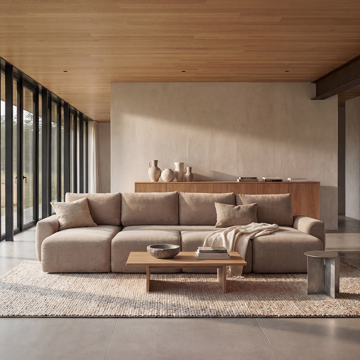 Norum Schlafsofa U-Form mit Chunky-Armlehnen in 411 Esina Cedar Brown präsentiert im Onlineshop von KAQTU Design AG. Bettsofa ist von Innovation Living