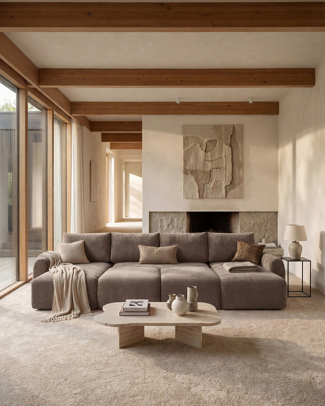 Norum Schlafsofa U-Form mit Chunky-Armlehnen in 417 Esina Mocha präsentiert im Onlineshop von KAQTU Design AG. Bettsofa ist von Innovation Living
