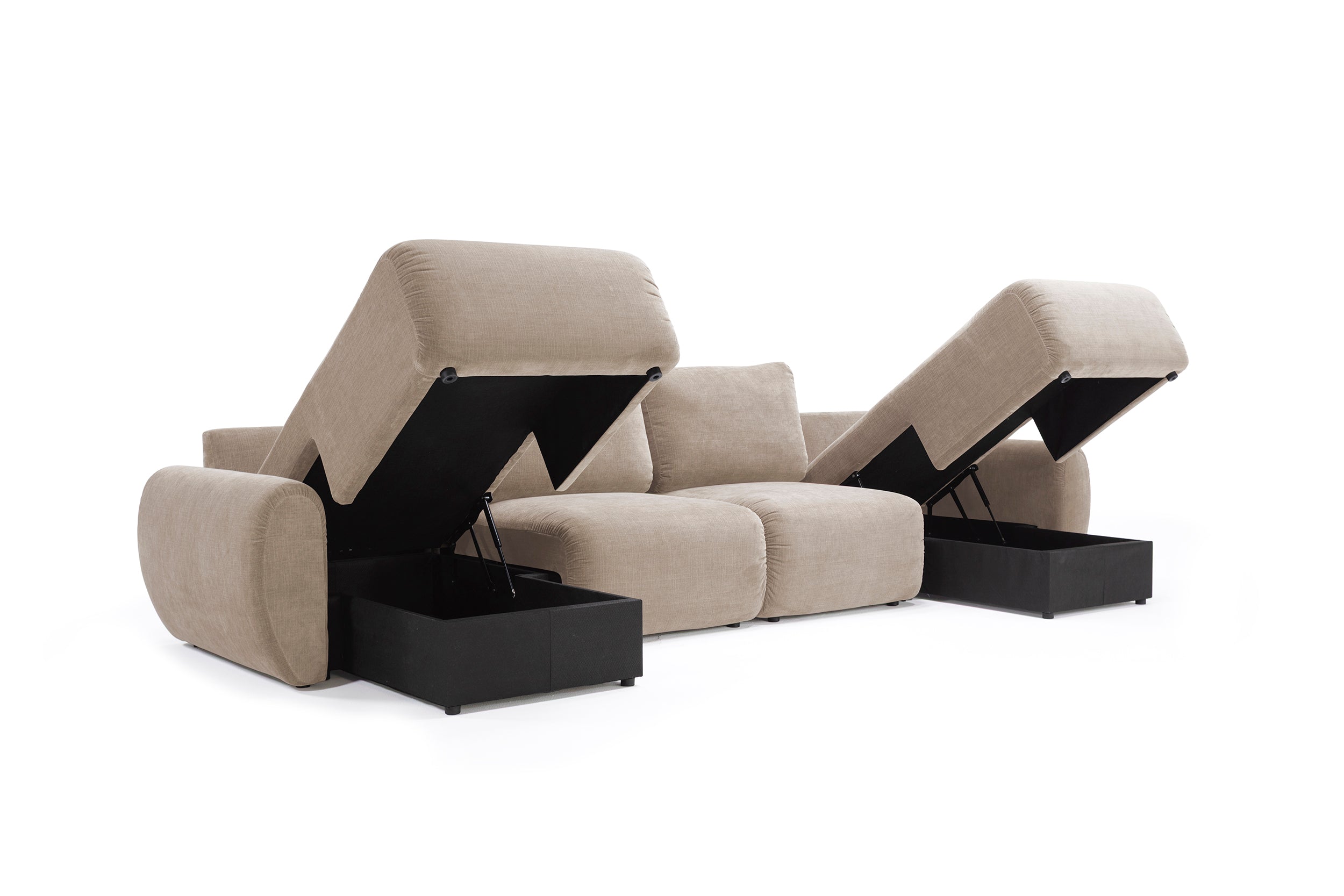 Norum Schlafsofa U-Form mit Curve-Armlehnen in 411 Esina Cedar Brown präsentiert im Onlineshop von KAQTU Design AG. Bettsofa ist von Innovation Living