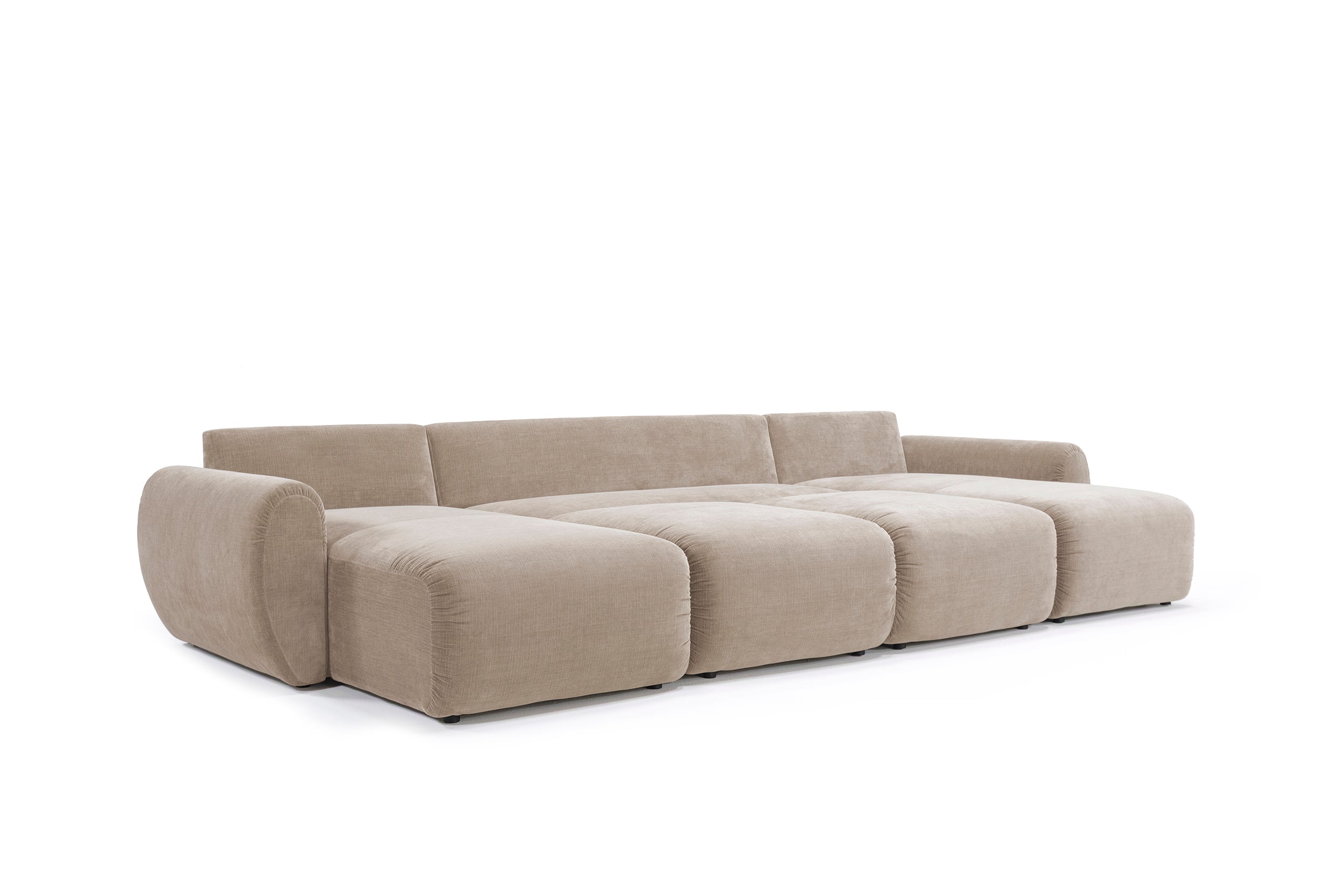 Norum Schlafsofa U-Form mit Curve-Armlehnen in 411 Esina Cedar Brown präsentiert im Onlineshop von KAQTU Design AG. Bettsofa ist von Innovation Living