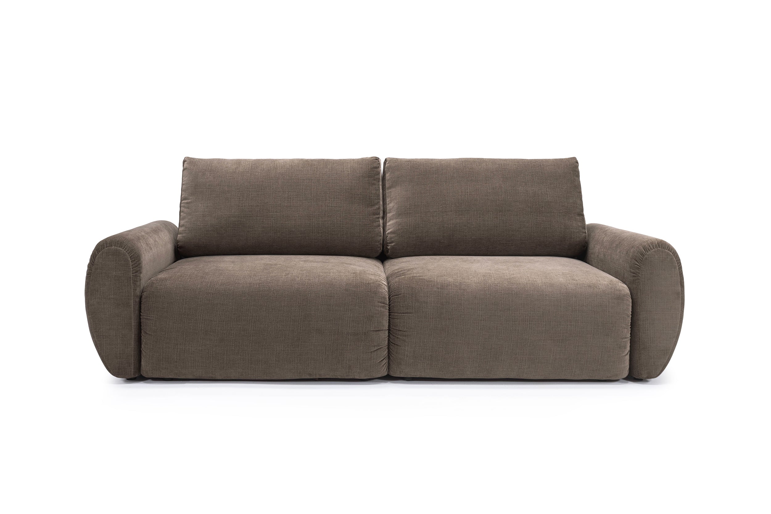 Norum Schlafsofa mit Curve-Armlehnen in 411 Esina Cedar Brown präsentiert im Onlineshop von KAQTU Design AG. Bettsofa ist von Innovation Living