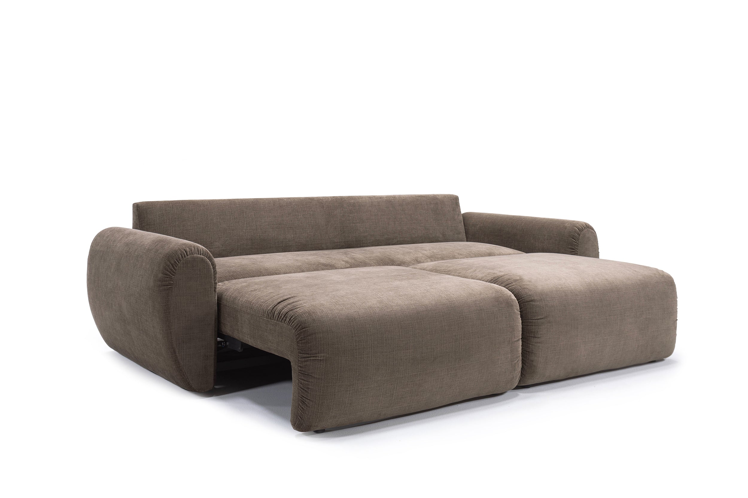 Norum Schlafsofa mit Curve-Armlehnen in 411 Esina Cedar Brown präsentiert im Onlineshop von KAQTU Design AG. Bettsofa ist von Innovation Living