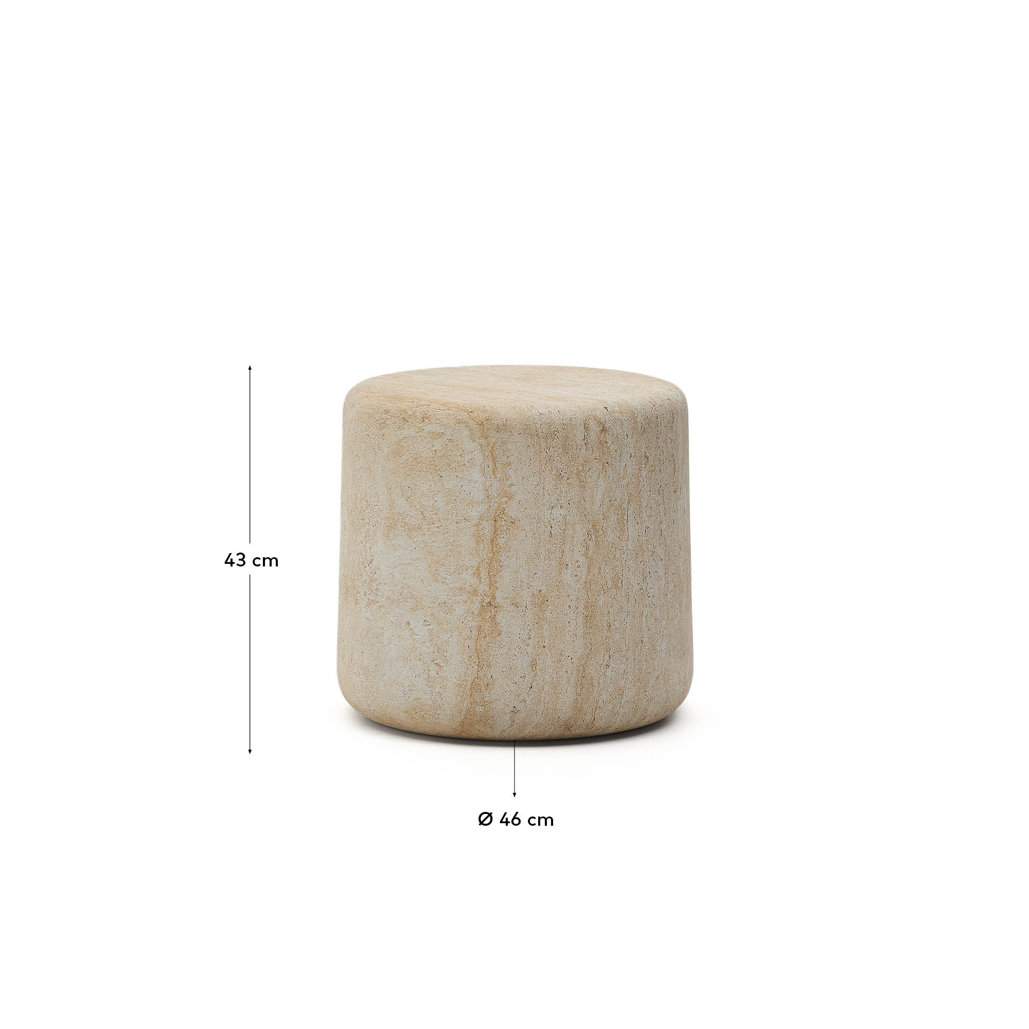 Side table Drasi made of cement with a travertine-look finish Ø 46 cm