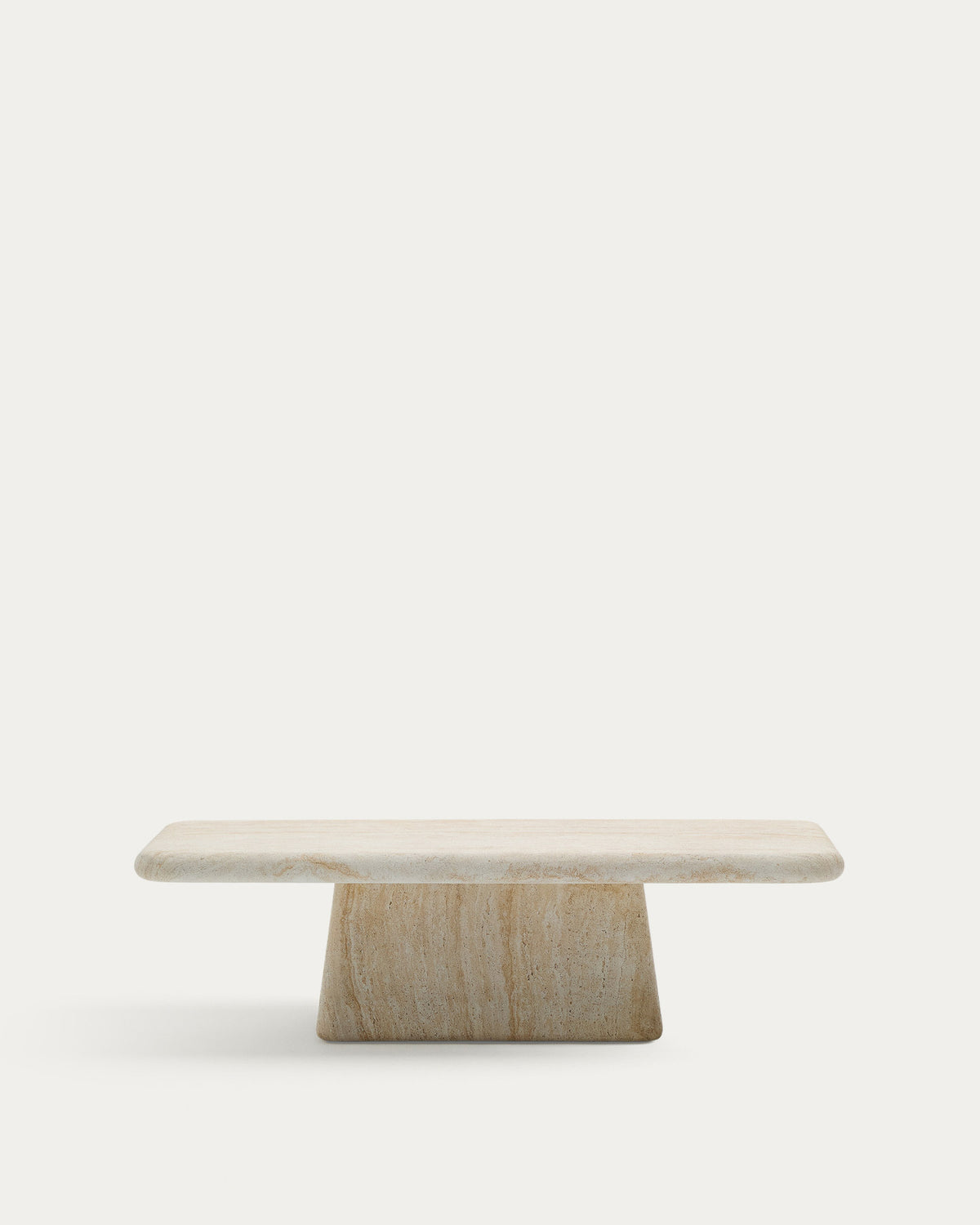 Couchtisch Drasi aus Zement in Travertinoptik 140 x 70 cm in Beige, Ecru präsentiert im Onlineshop von KAQTU Design AG. Loungetisch ist von Kave Home
