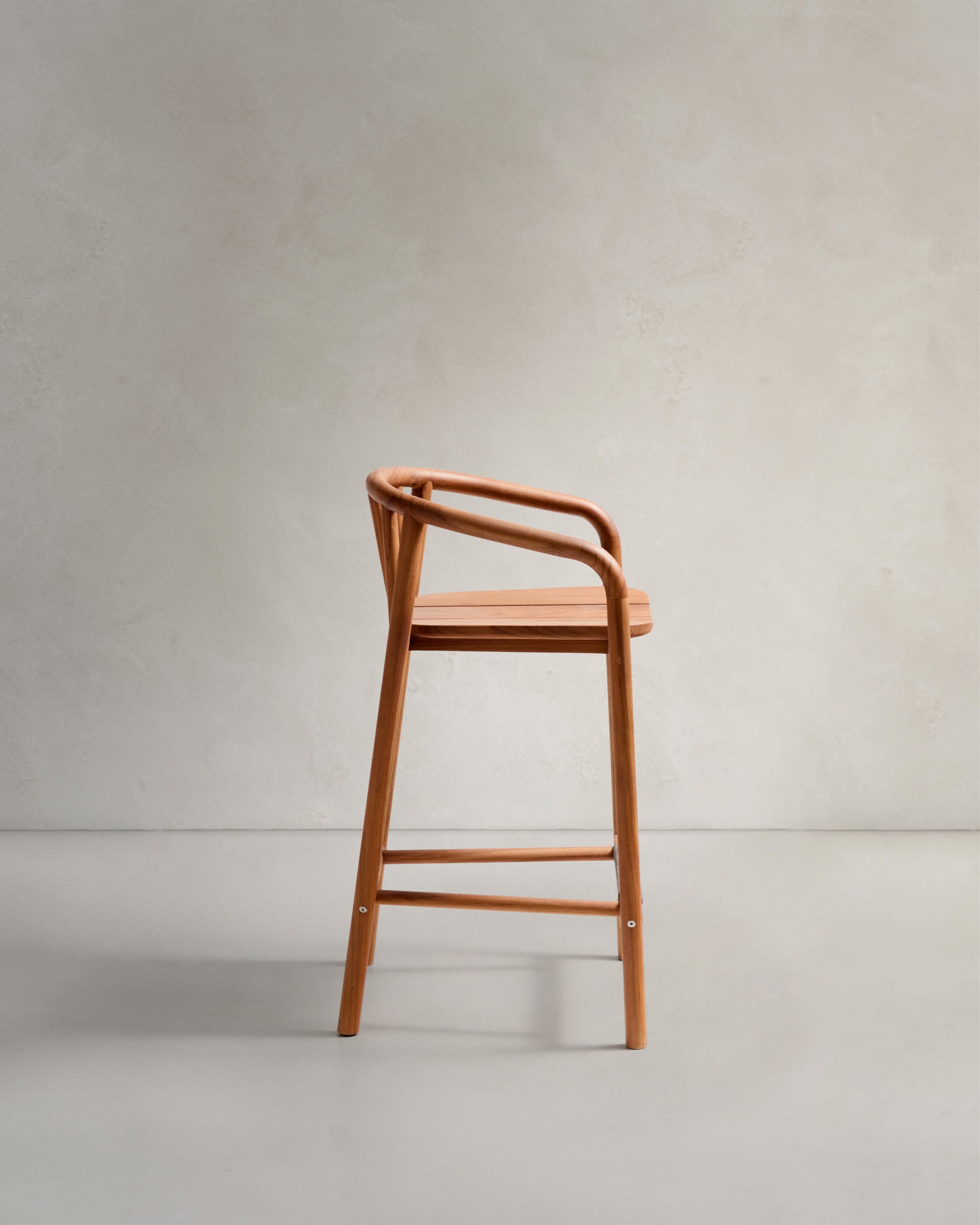 Outdoor stool Turqueta made of solid FSC 100% teak wood, height 65 cm