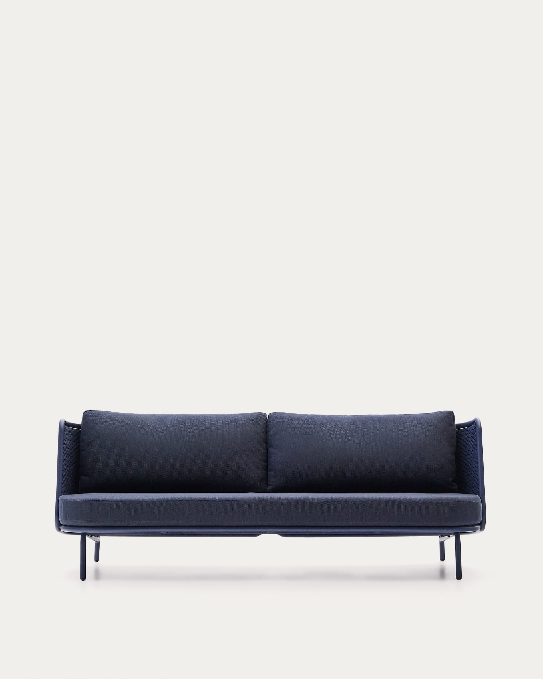Elegantes 3-Sitzer Outdoor-Sofa aus Aluminium mit blauen Seilen, bietet Komfort und Stil für Ihren Außenbereich.