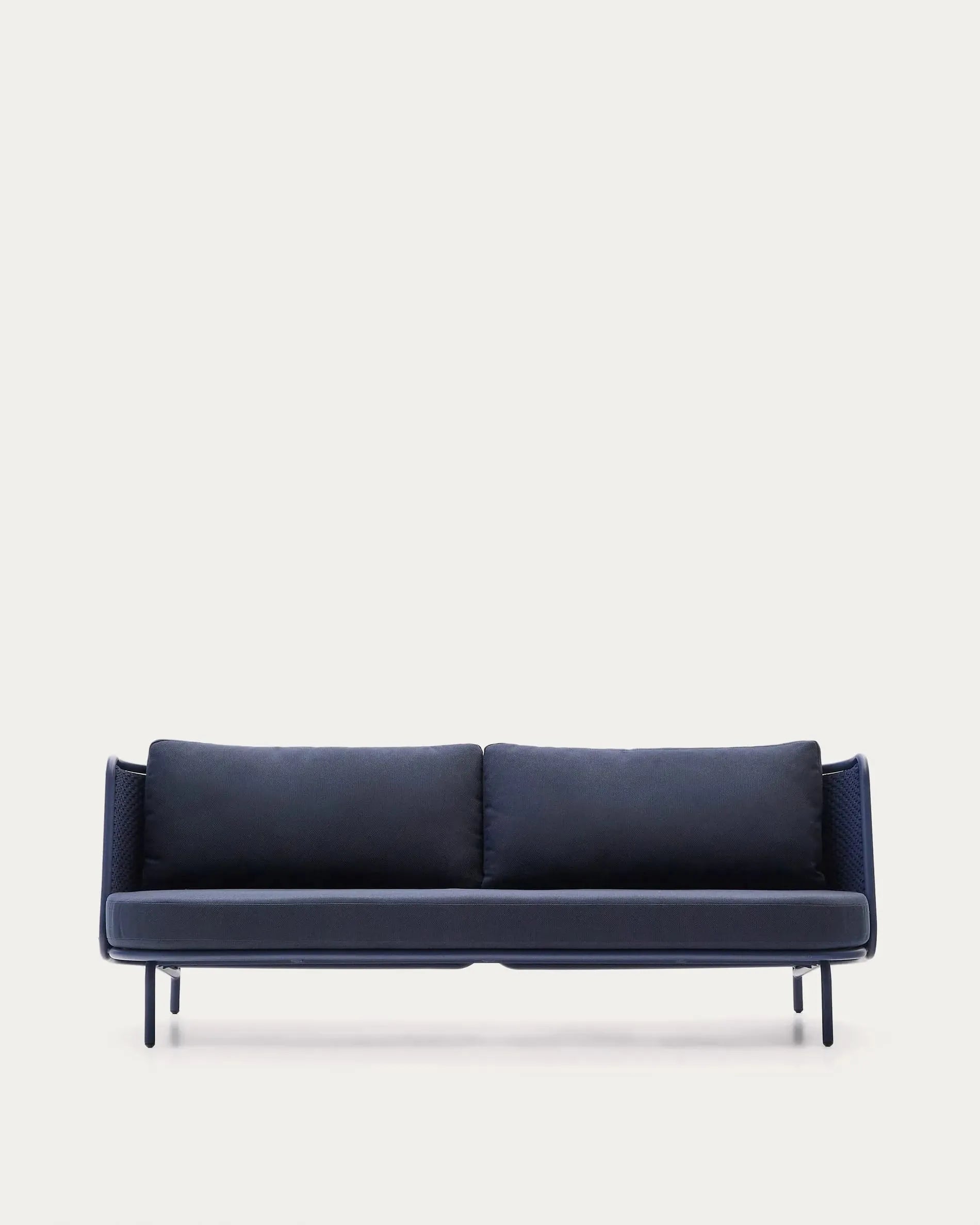 Elegantes 3-Sitzer Outdoor-Sofa aus Aluminium mit blauen Seilen, bietet Komfort und Stil für Ihren Außenbereich.