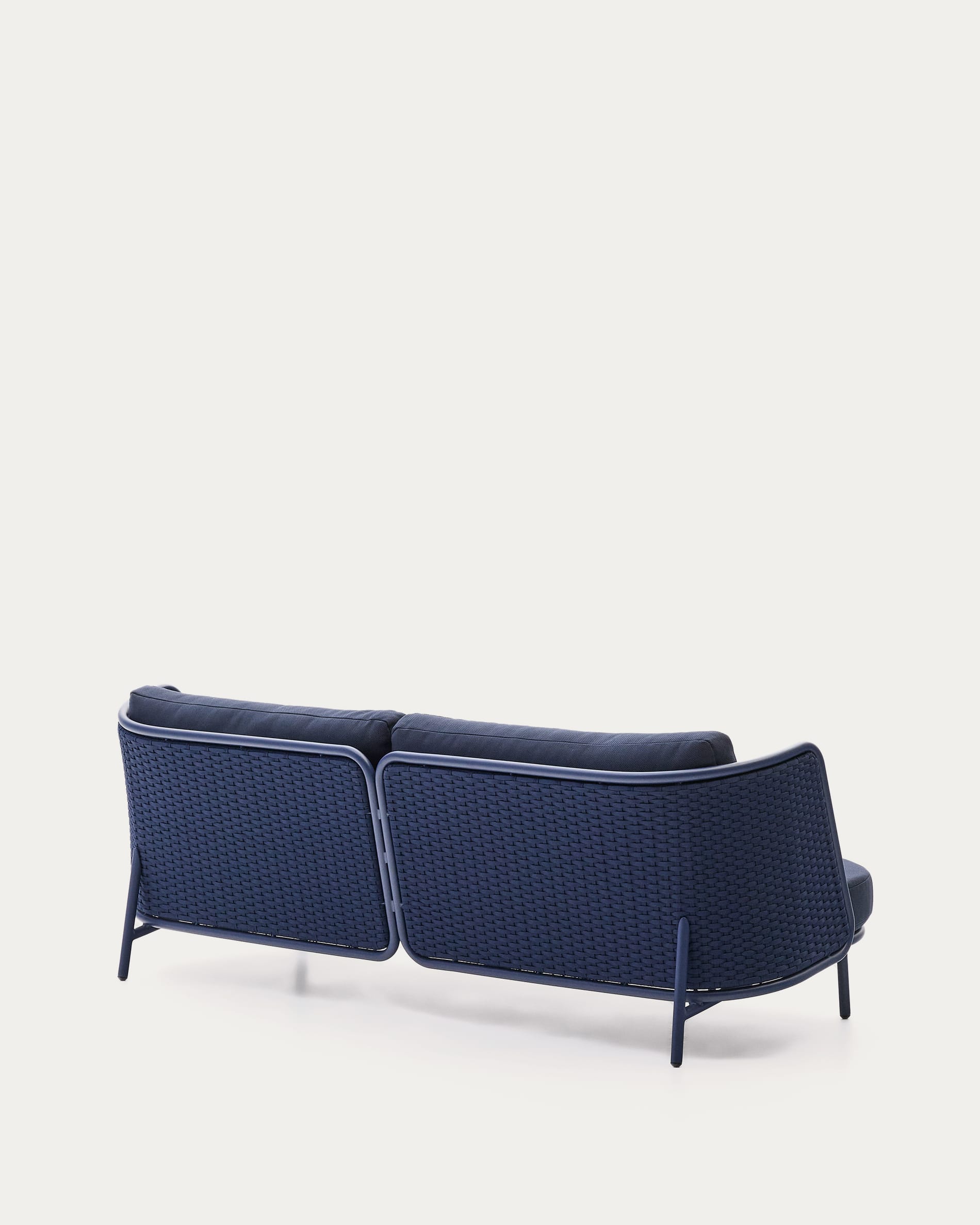 Elegantes 3-Sitzer Outdoor-Sofa aus Aluminium mit blauen Seilen, bietet Komfort und Stil für Ihren Außenbereich.