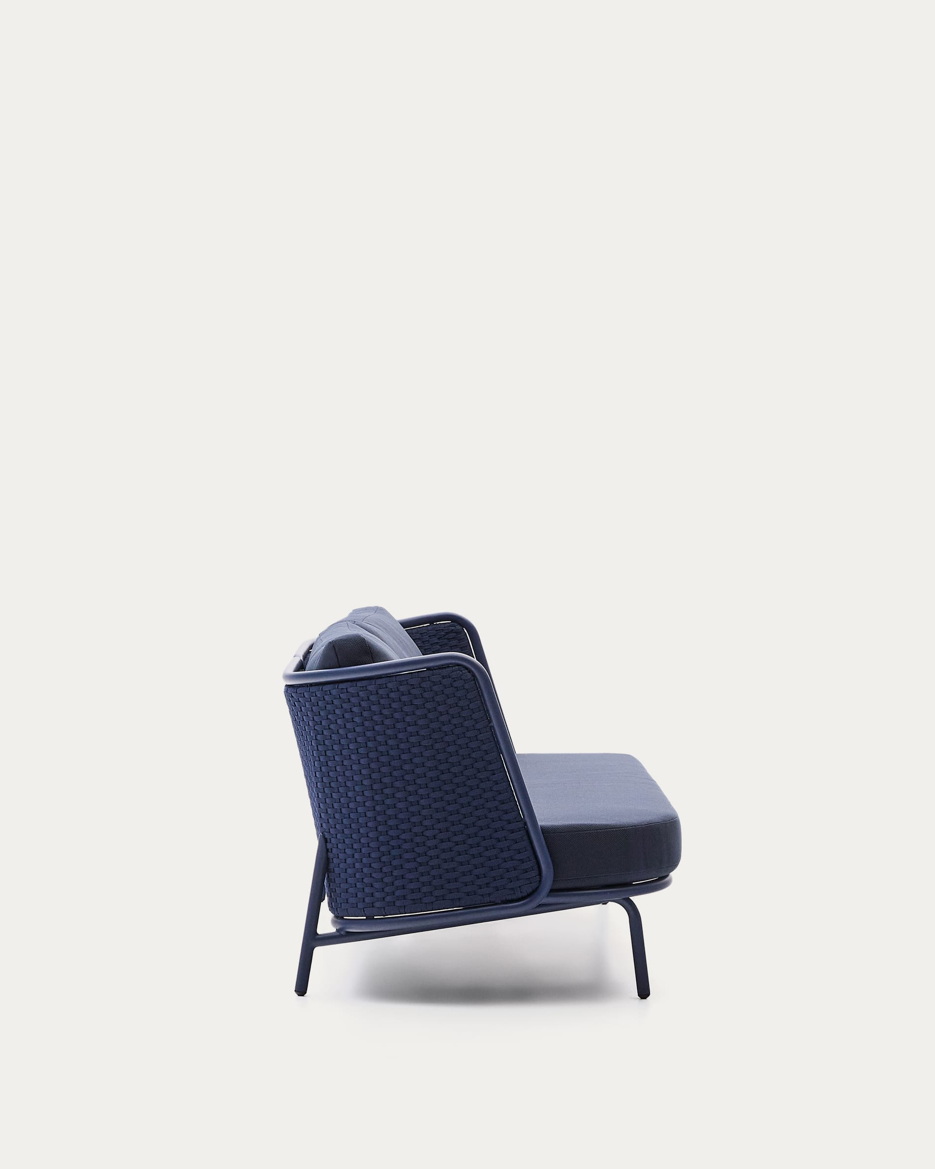 Elegantes 3-Sitzer Outdoor-Sofa aus Aluminium mit blauen Seilen, bietet Komfort und Stil für Ihren Außenbereich.