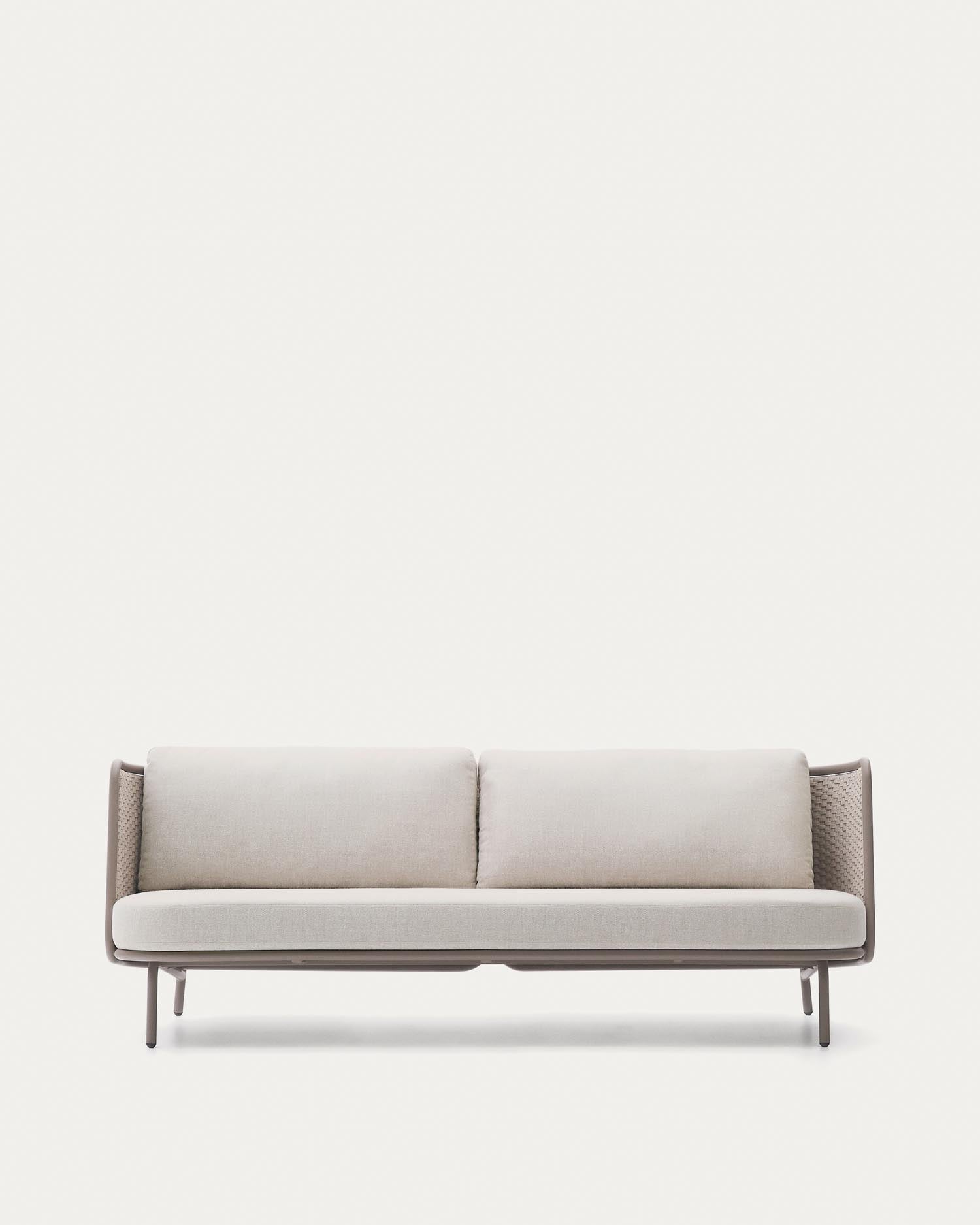 Outdoor-3-Sitzer-Sofa Sedalis aus Aluminium und taupefarbenem Seil 210 cm