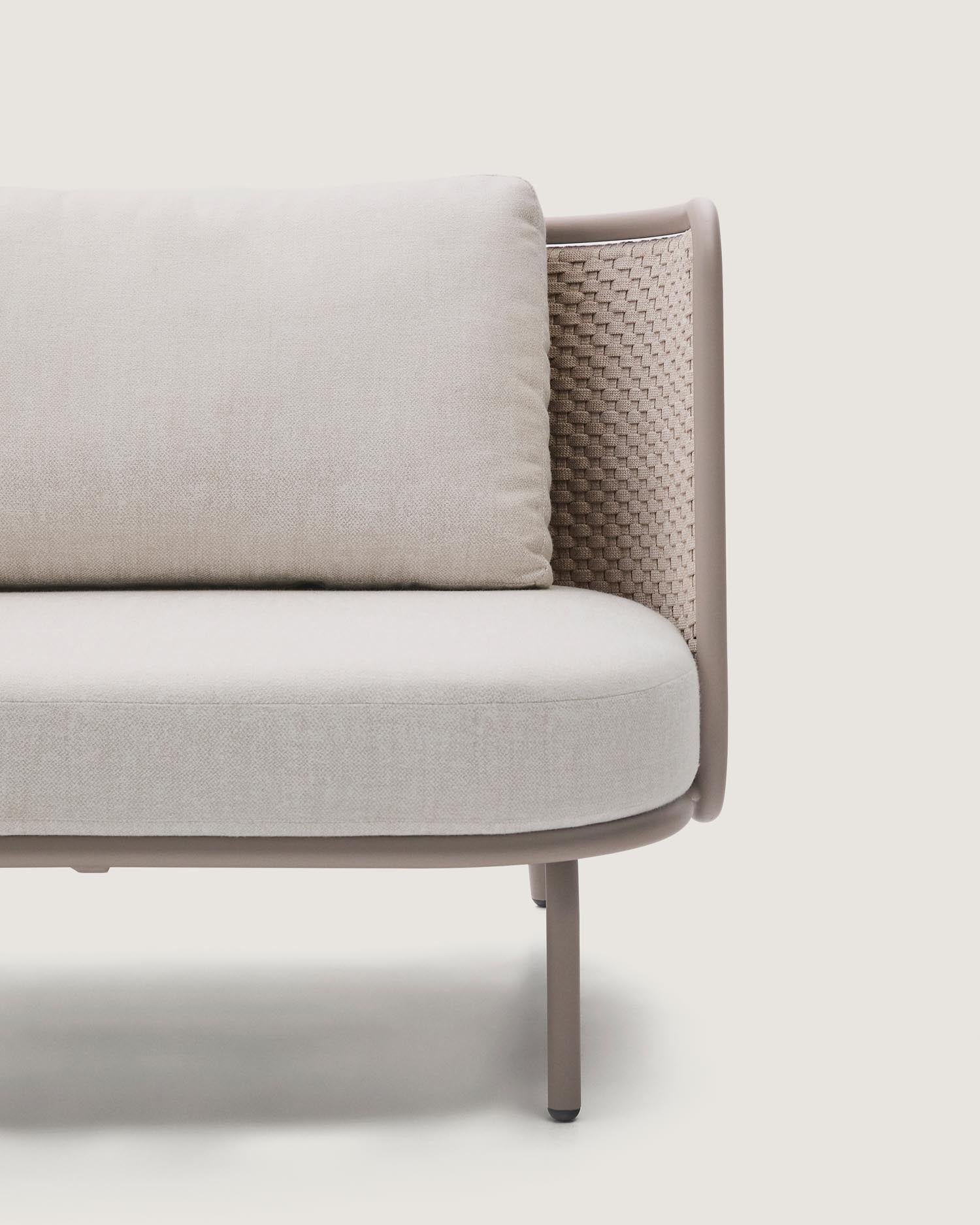 Outdoor 3-seater sofa S<tc>eda</tc>lis made of aluminum and taupe-colored rope 210 cm