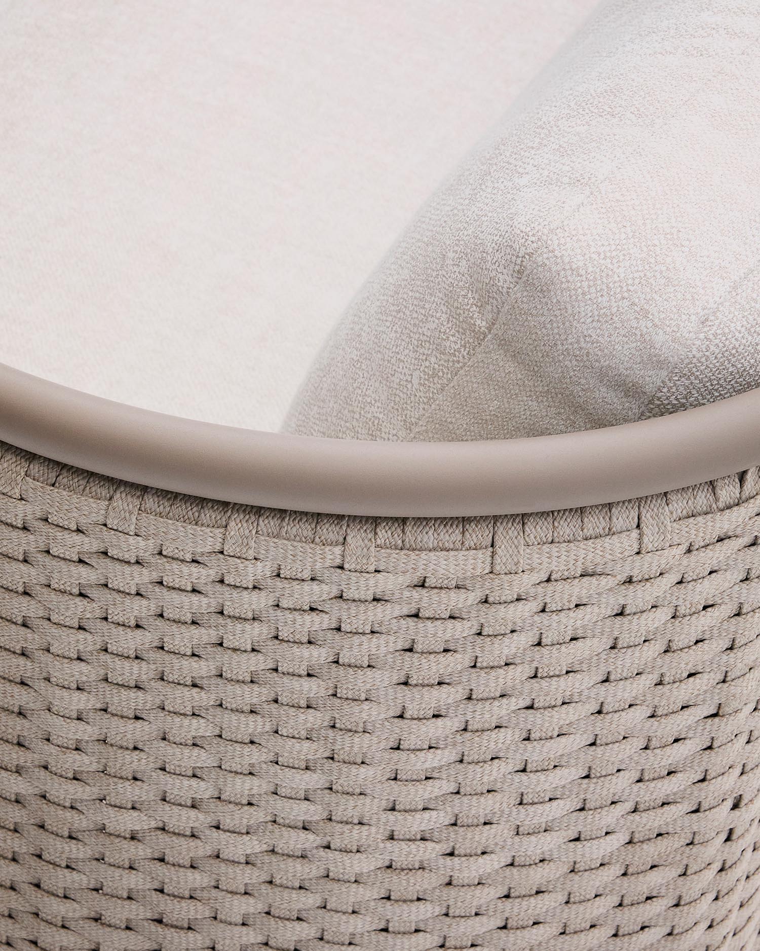 Outdoor 3-seater sofa S<tc>eda</tc>lis made of aluminum and taupe-colored rope 210 cm
