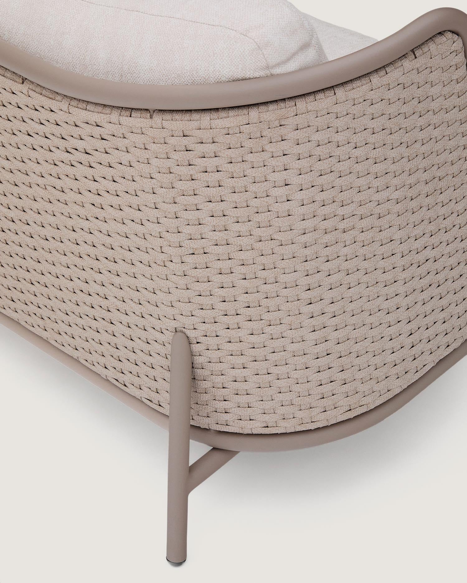 Outdoor 3-seater sofa S<tc>eda</tc>lis made of aluminum and taupe-colored rope 210 cm