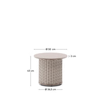 Table d'appoint d'extérieur S<tc>eda</tc>lis en aluminium et corde couleur taupe Ø50 cm