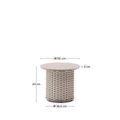 Table d'appoint d'extérieur S<tc>eda</tc>lis en aluminium et corde couleur taupe Ø50 cm
