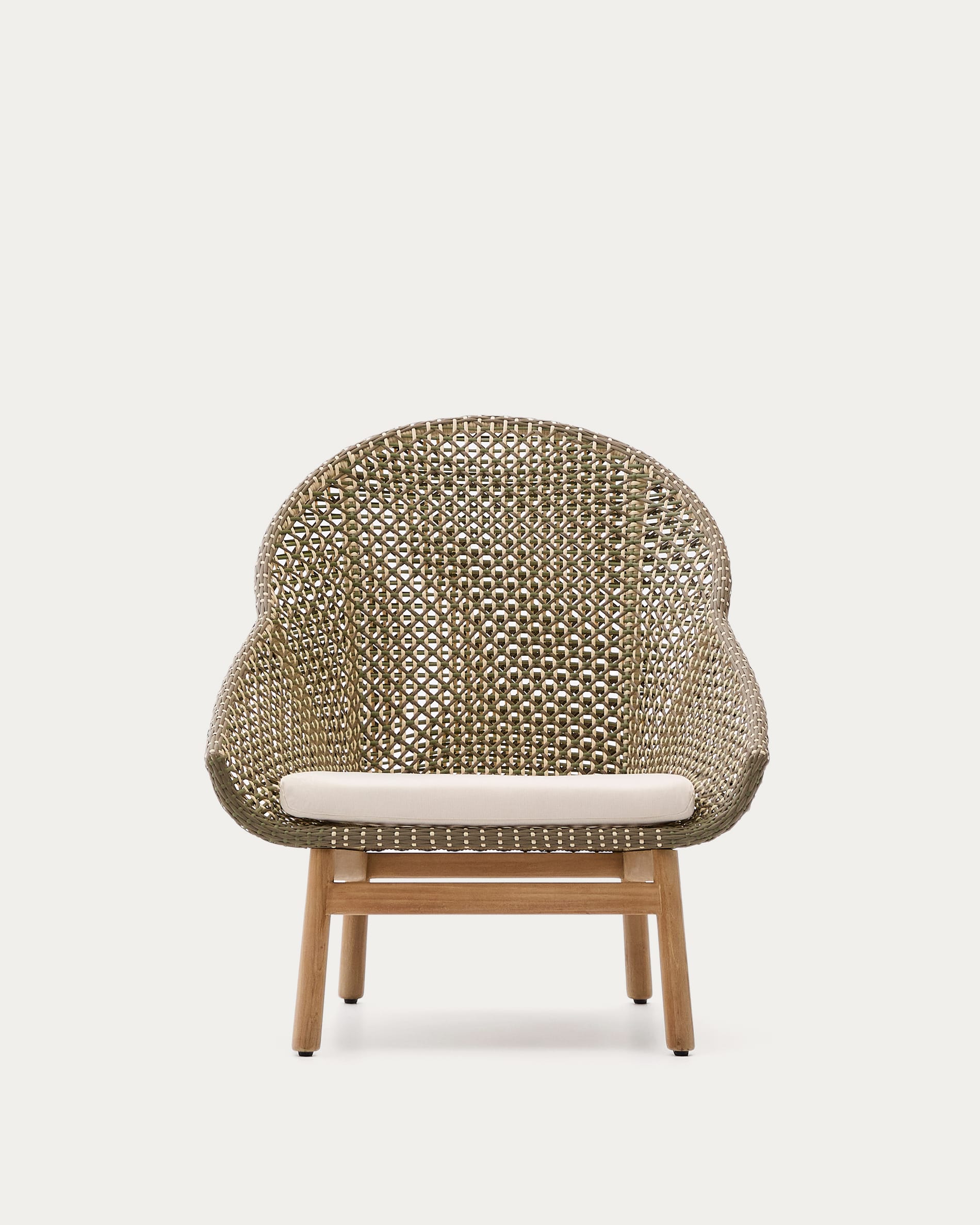 Sessel Olbia mit hoher Rückenlehne aus synthetischem Rattan und massivem Teakholz FSC 100