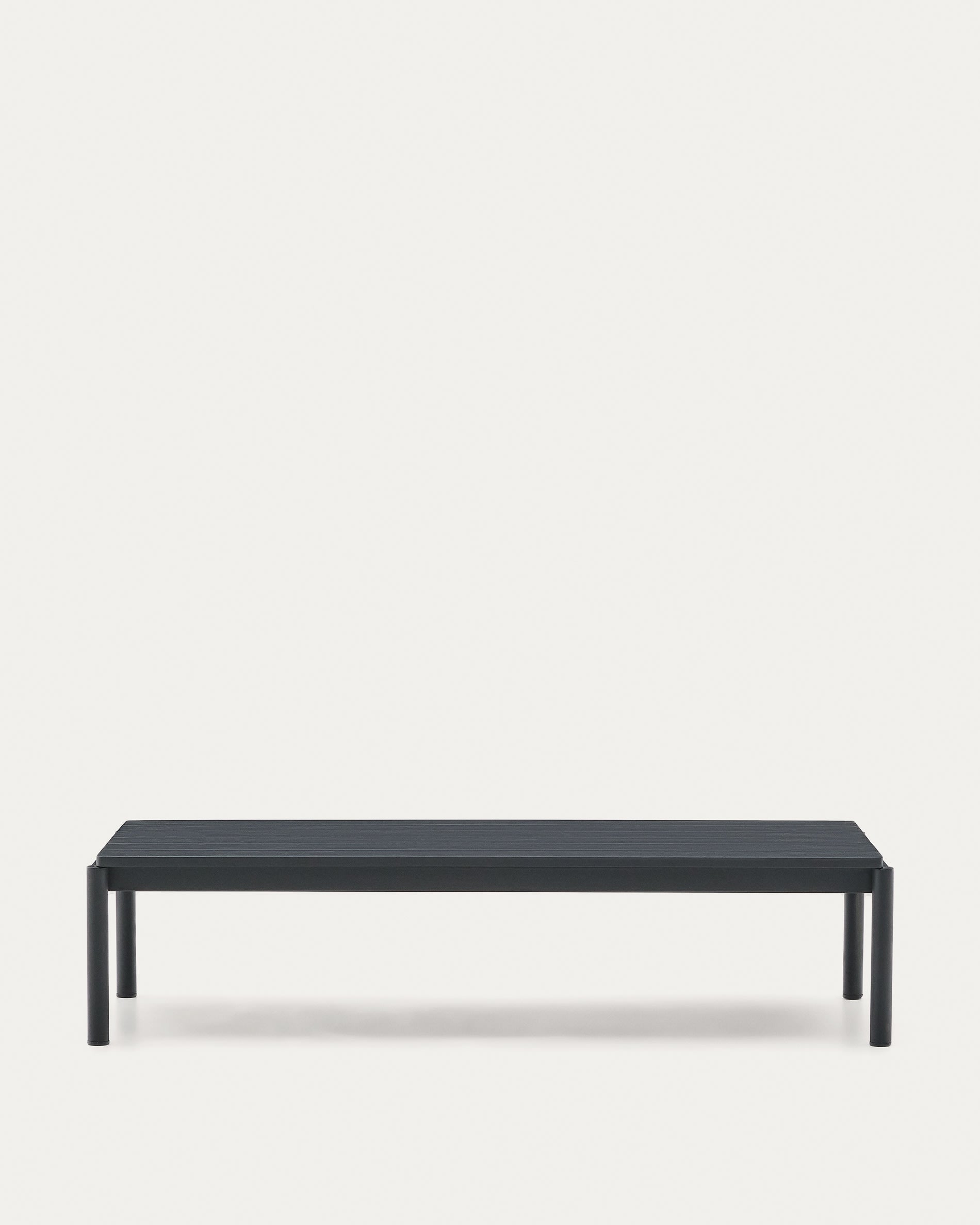 Coffee table Sourells made of gray aluminum 63 x 144.6 cm