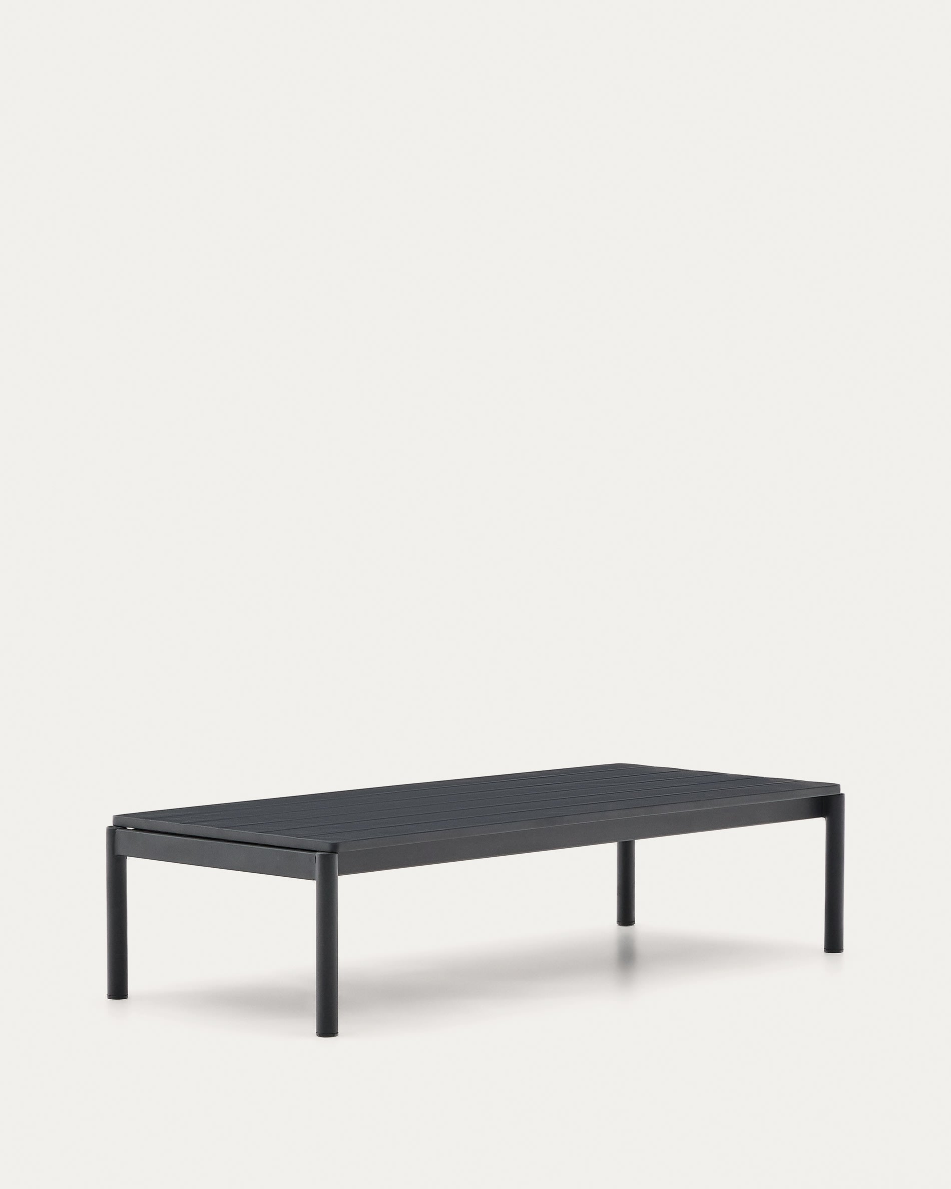Coffee table Sourells made of gray aluminum 63 x 144.6 cm