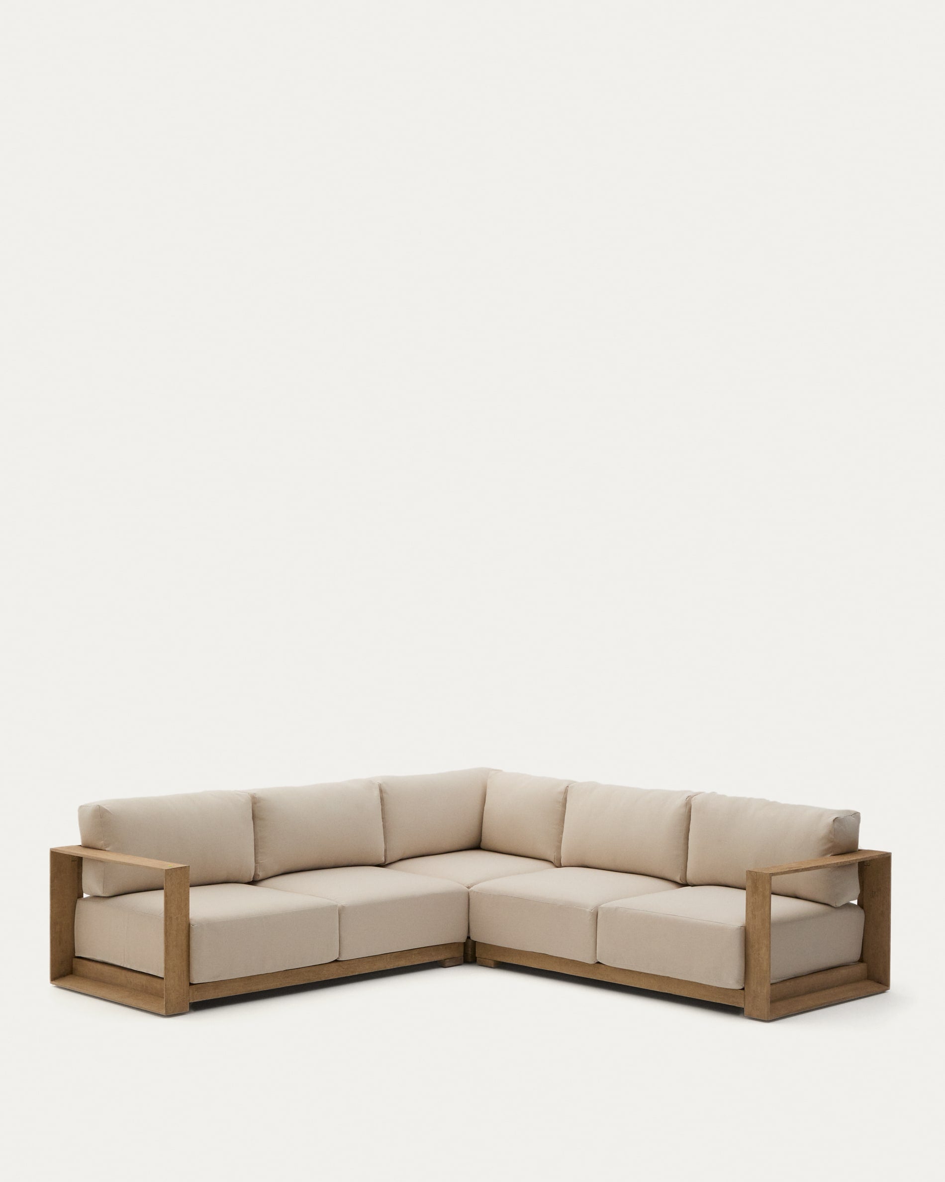 5-Sitzer-Ecksofa Ambra aus massivem Akazienholz mit hellem Finish 248 cm FSC 100%