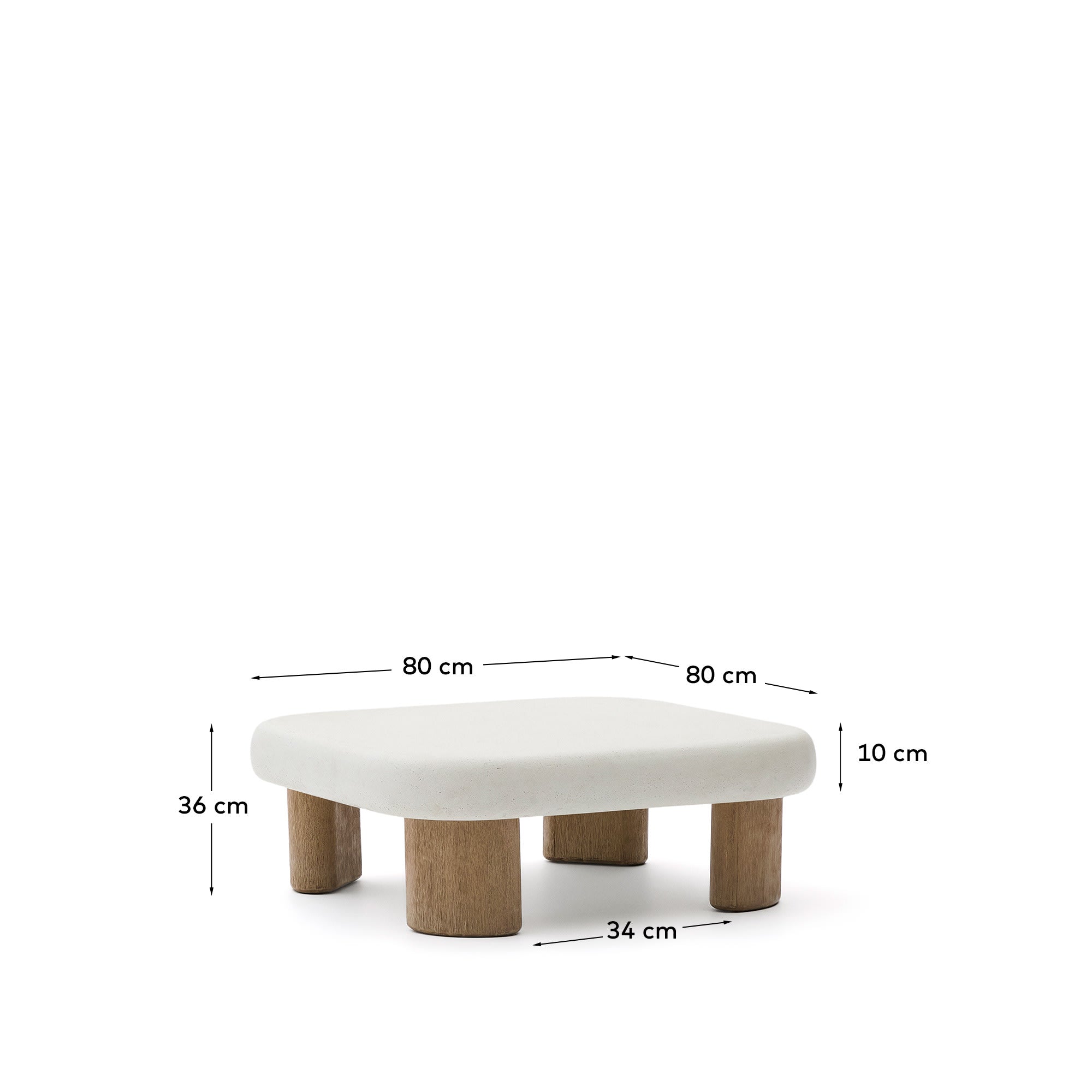 Der Couchtisch Labra vereint robusten Zement mit elegantem Akazienholz, ideal für stilvolle Outdoor-Bereiche.