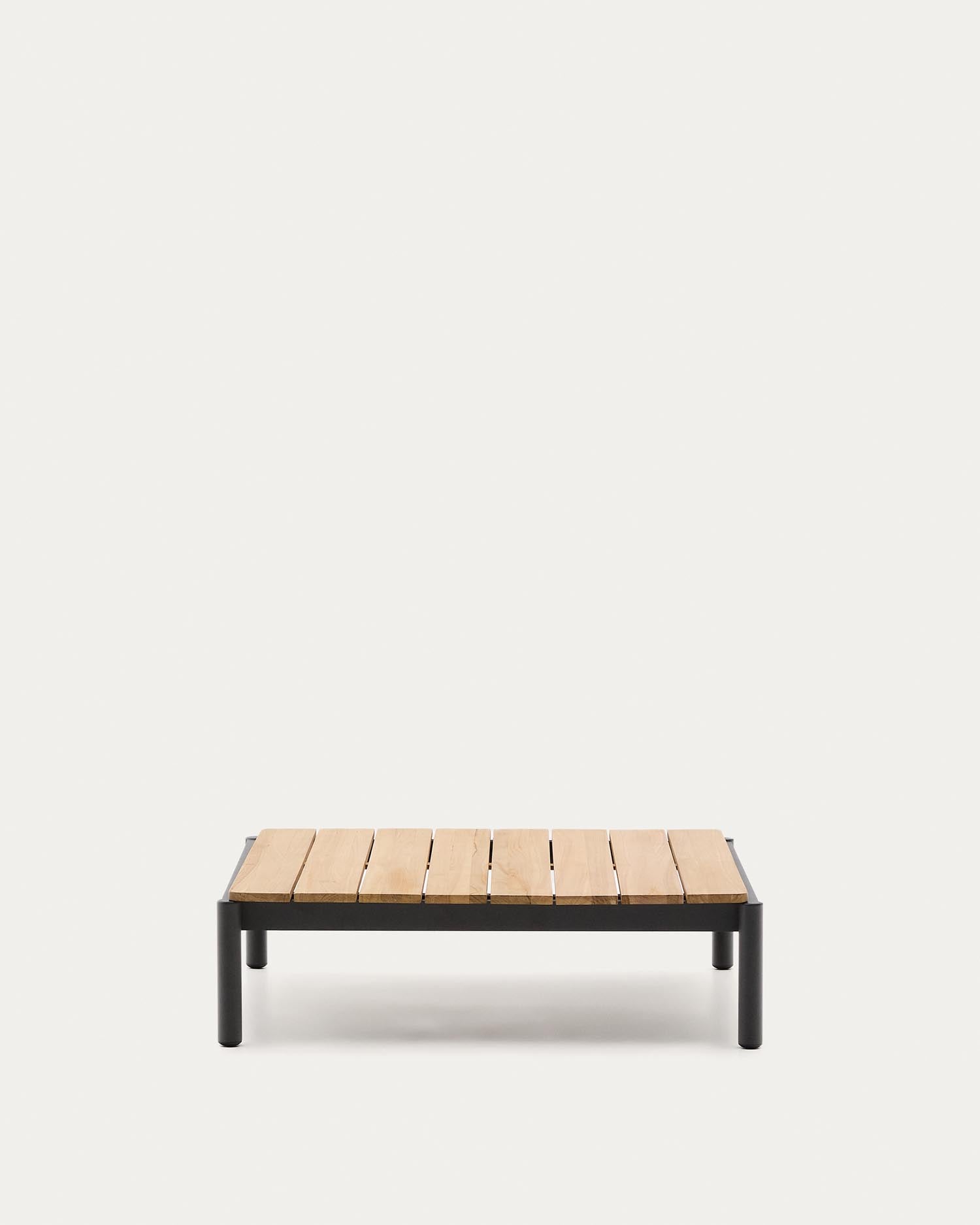 Coffee table Sorells made of gray aluminum and teak 89 x 91 cm FSC 100%