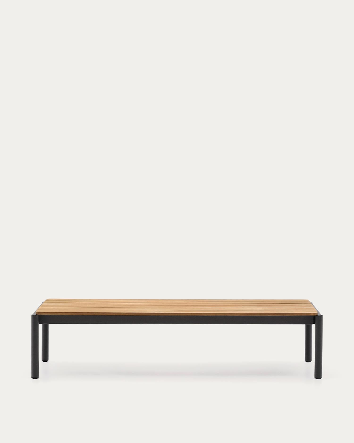 Coffee table Sorells made of gray aluminum and teak 63 x 144.6 cm FSC 100%